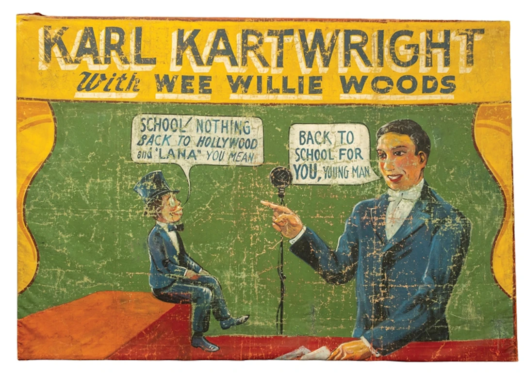 KARL KARTWRIGHT WITH WEE WILLIE WOODS LARGE CANVAS ON BOARD