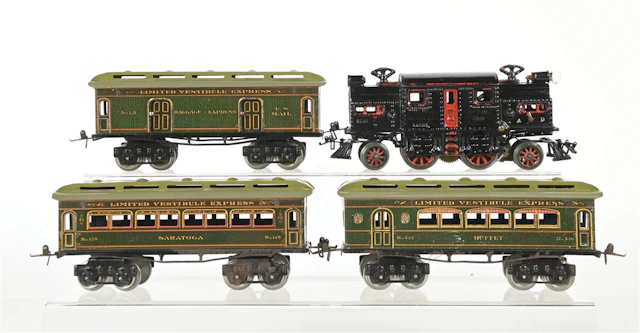 IVES PREWAR O. GAUGE NO. 3238 ELECTRIC LOGO PASSENGER SET