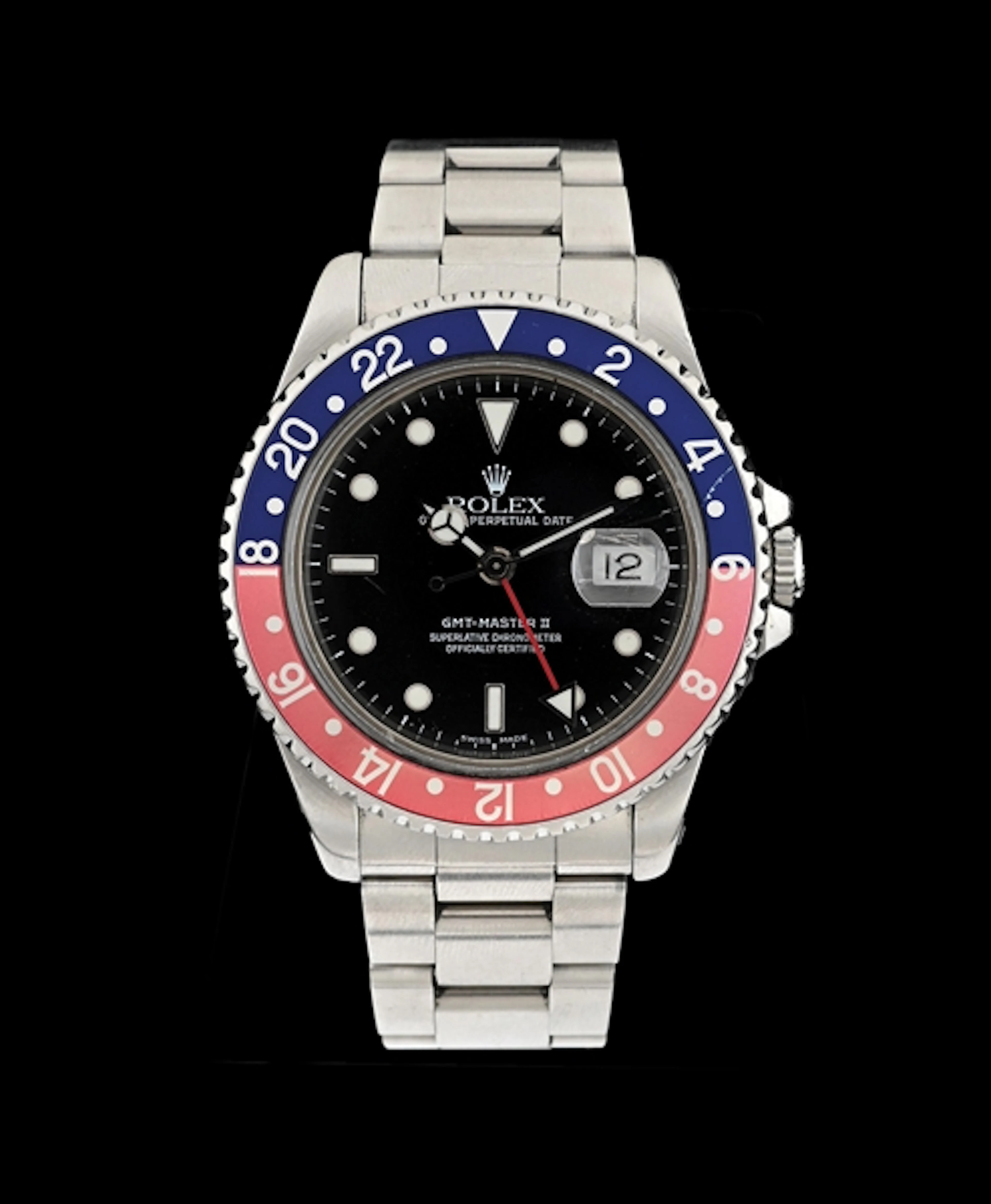 ROLEX 40MM GMT MASTER II "PEPSI" STAINLESS STEEL WATCH, REF. 16710