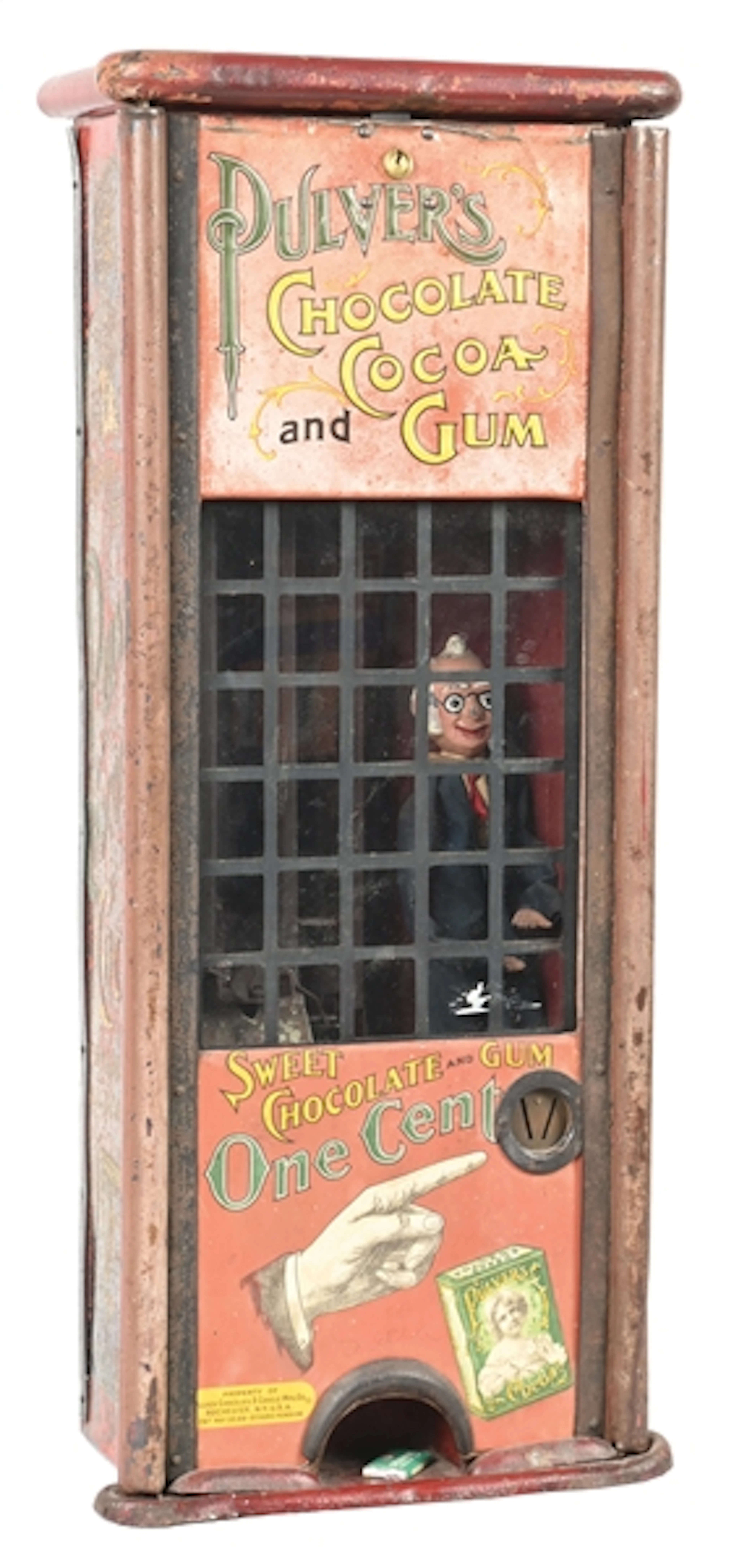 1¢ PULVER'S CHOCOLATE COCOA & CHEWING GUM VENDING MACHINE