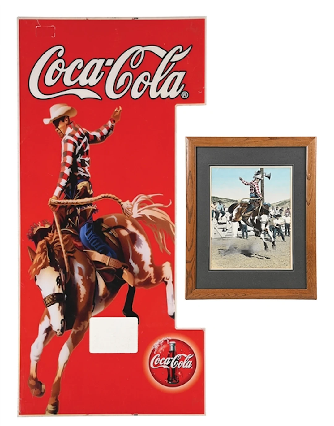 LOT OF 2: COCA-COLA DOOR PANEL FEATURING HARLEY MAY ON WAR PAINT AND