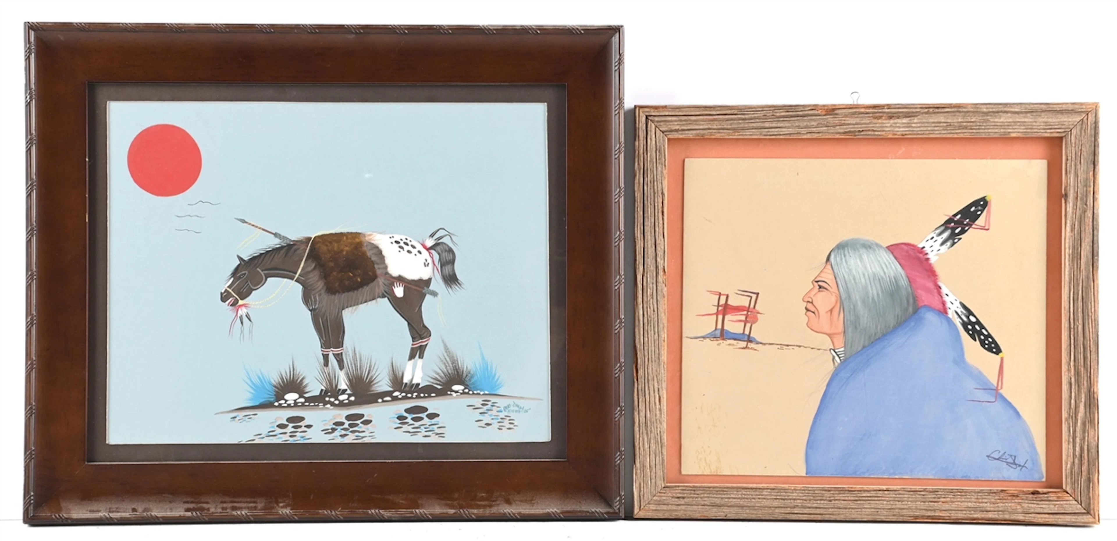 LOT OF 2: NATIVE AMERICAN GOUACHE PAINTINGS