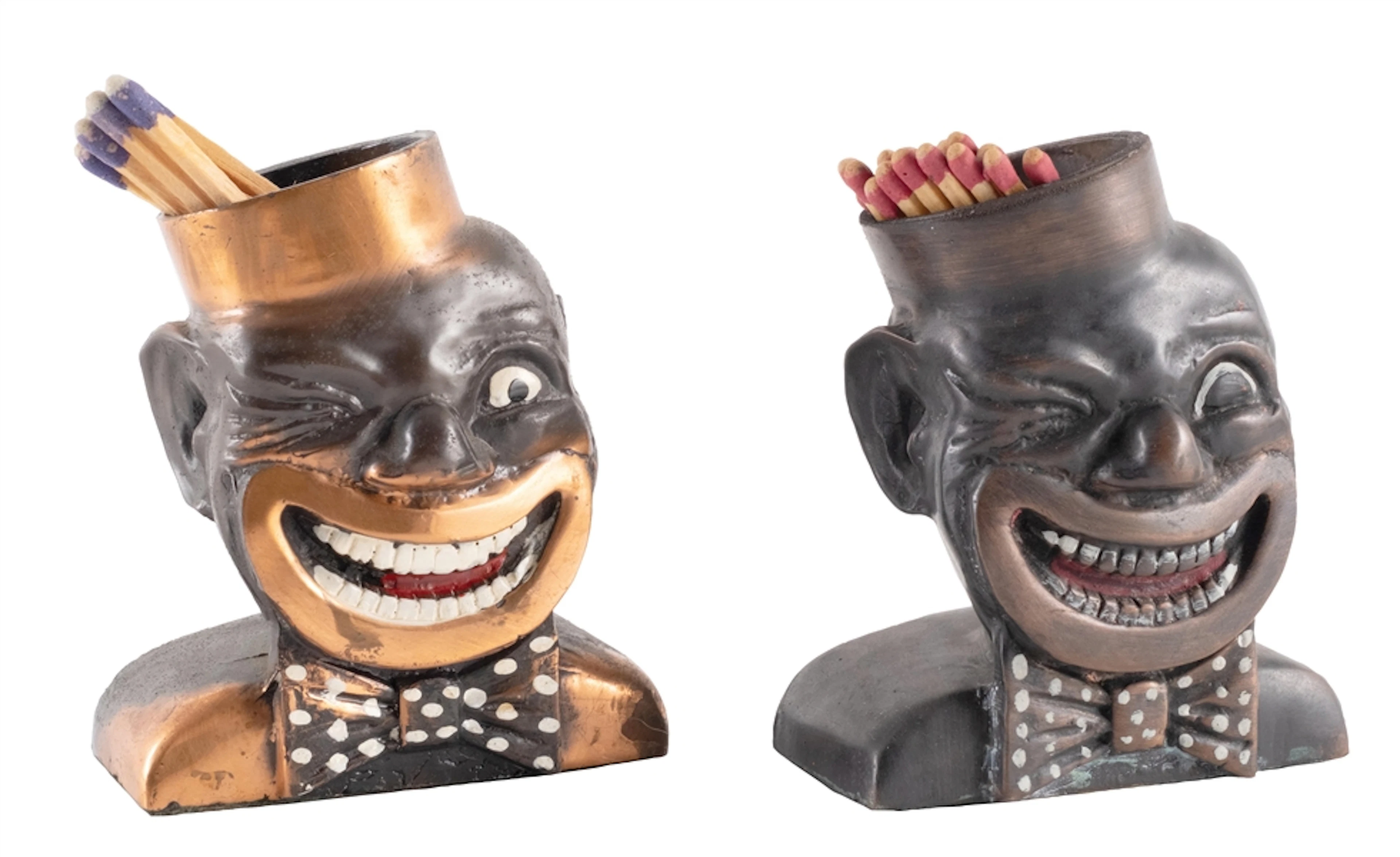 PAIR OF BLACK AMERICANA CHICKEN INN MATCH & TOOTHPICK HOLDERS