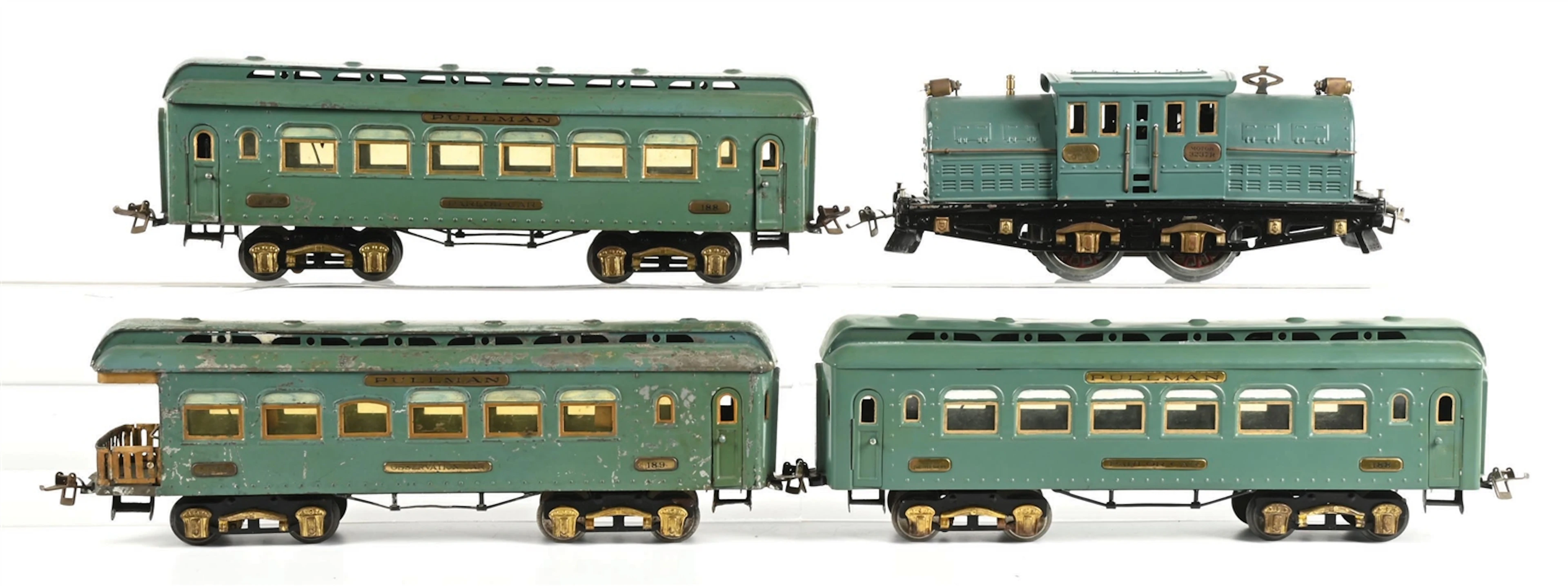 LOT OF 4: RESTORED IVES LINES STANDARD GUAGE SET W/ NO. 3237R LOCO