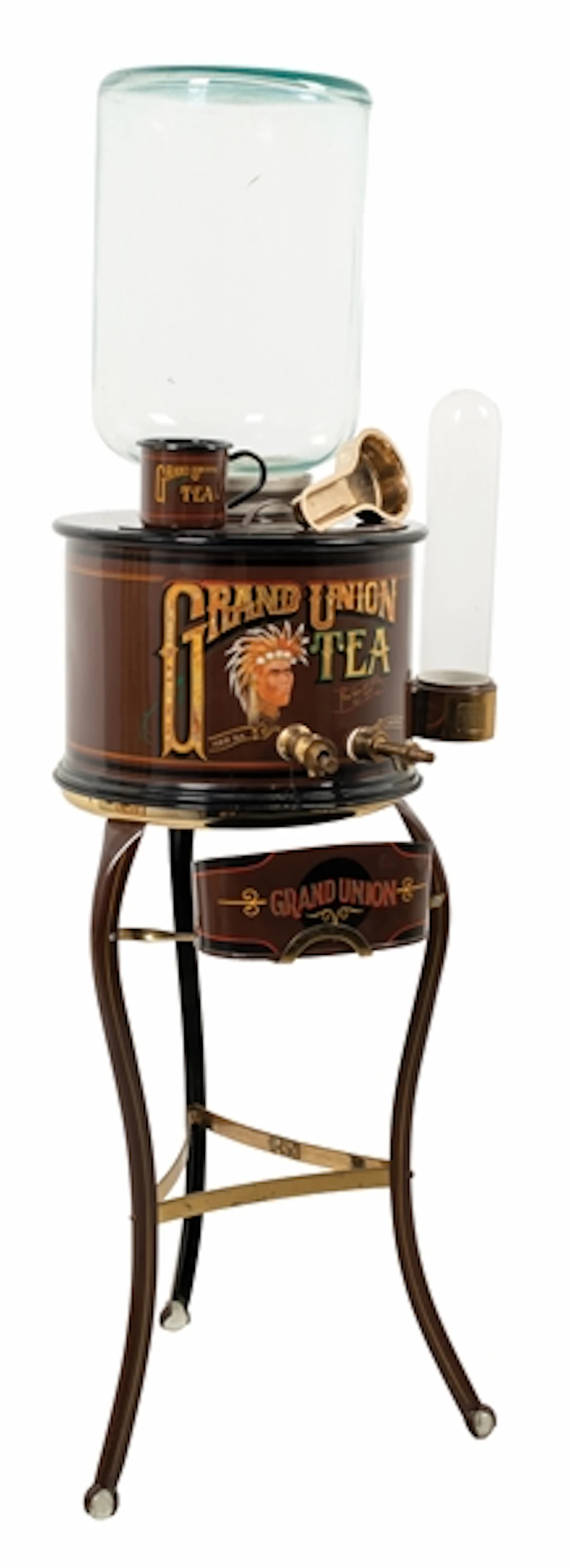 EARLY 20TH CENTURY WATER COOLER & DISPENSER RESTORED IN GRAND UNION TEA MOTIF