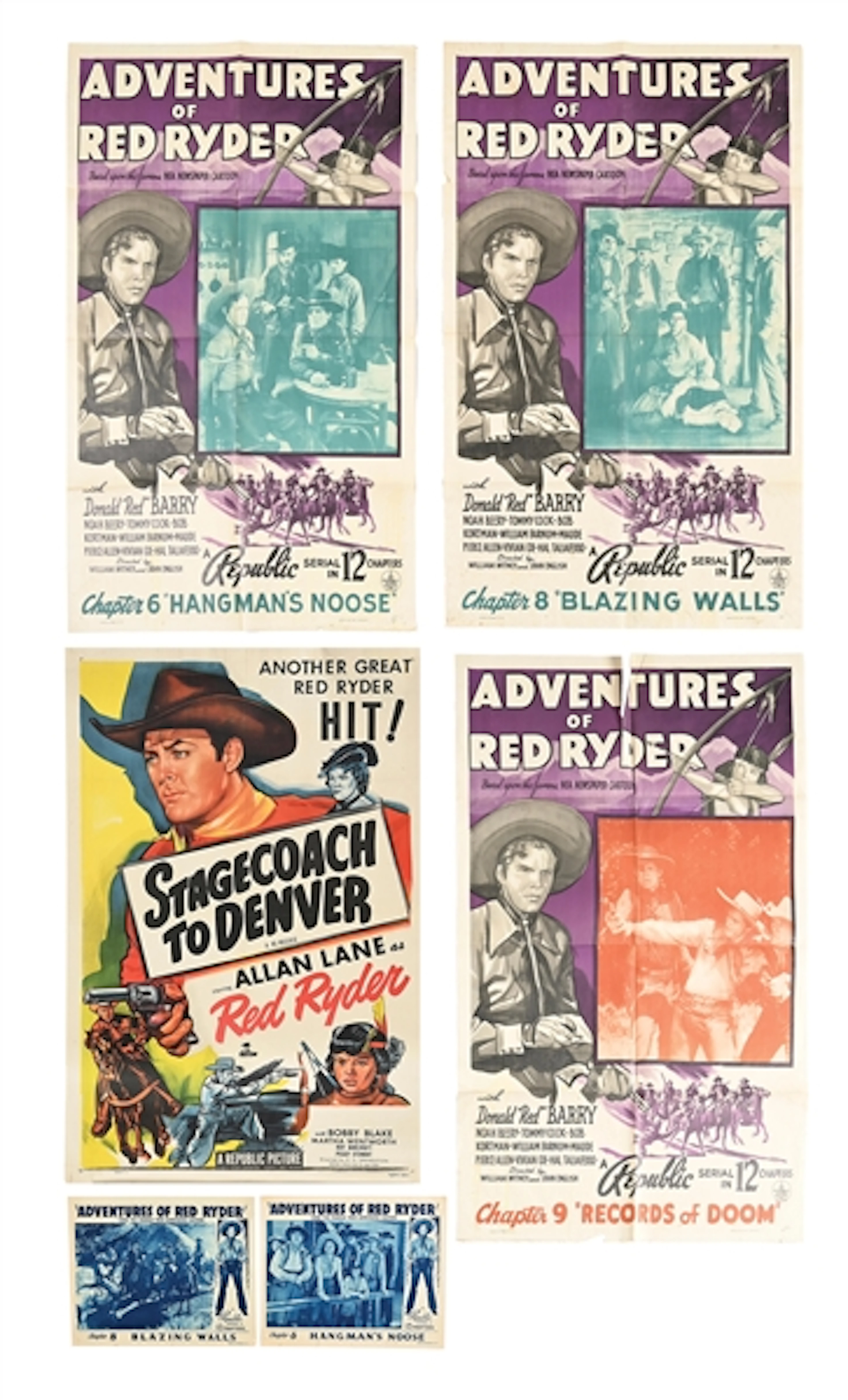 LOT OF 6: FRED HARMAN RED RYDER POSTERS