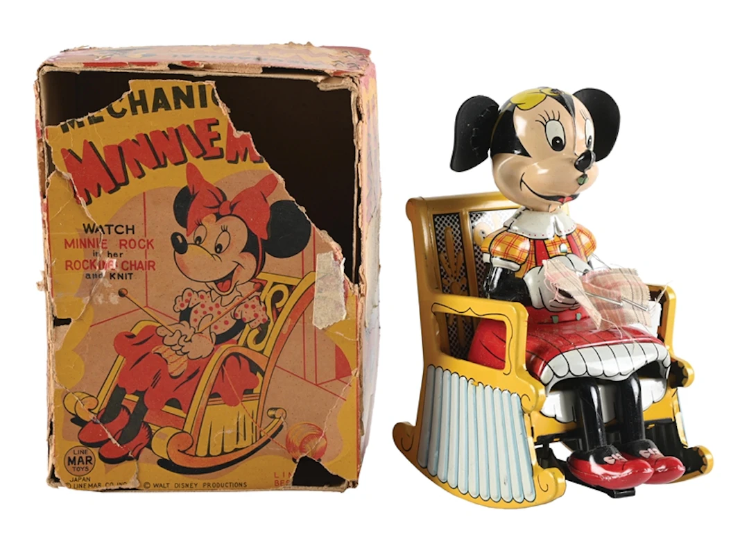 LINEMAR WALT DISNEY MECHANICAL MINNIE MOUSE WIND-UP WITH ORIGINAL BOX