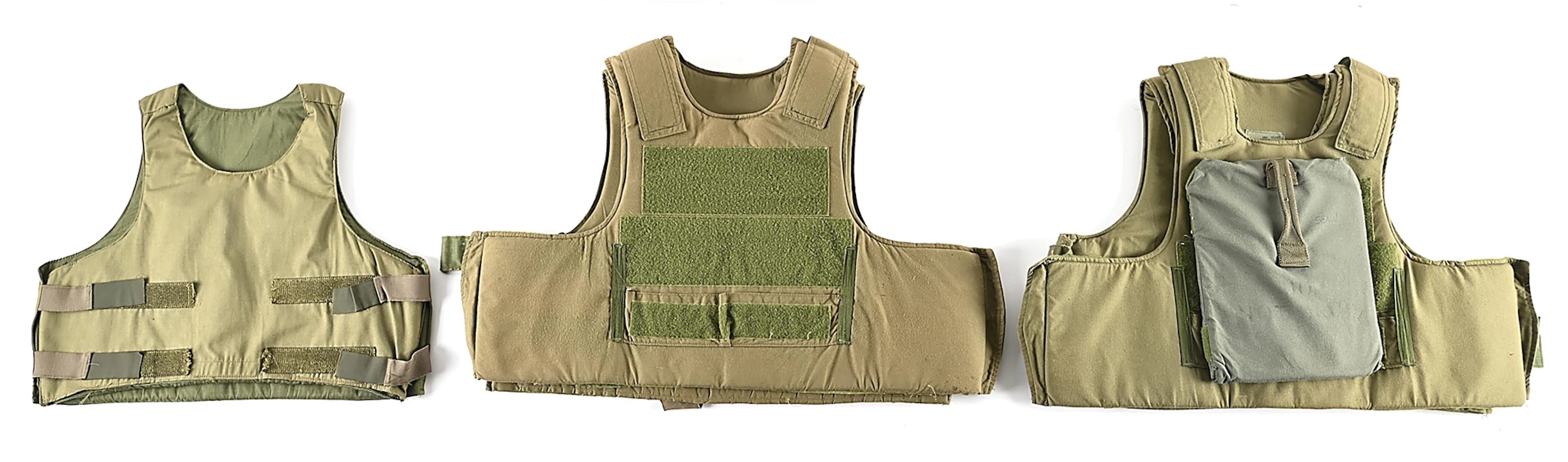LOT OF 3: US MILITARY SOFT SMALL ARMS PROTECTIVE BODY ARMOR.