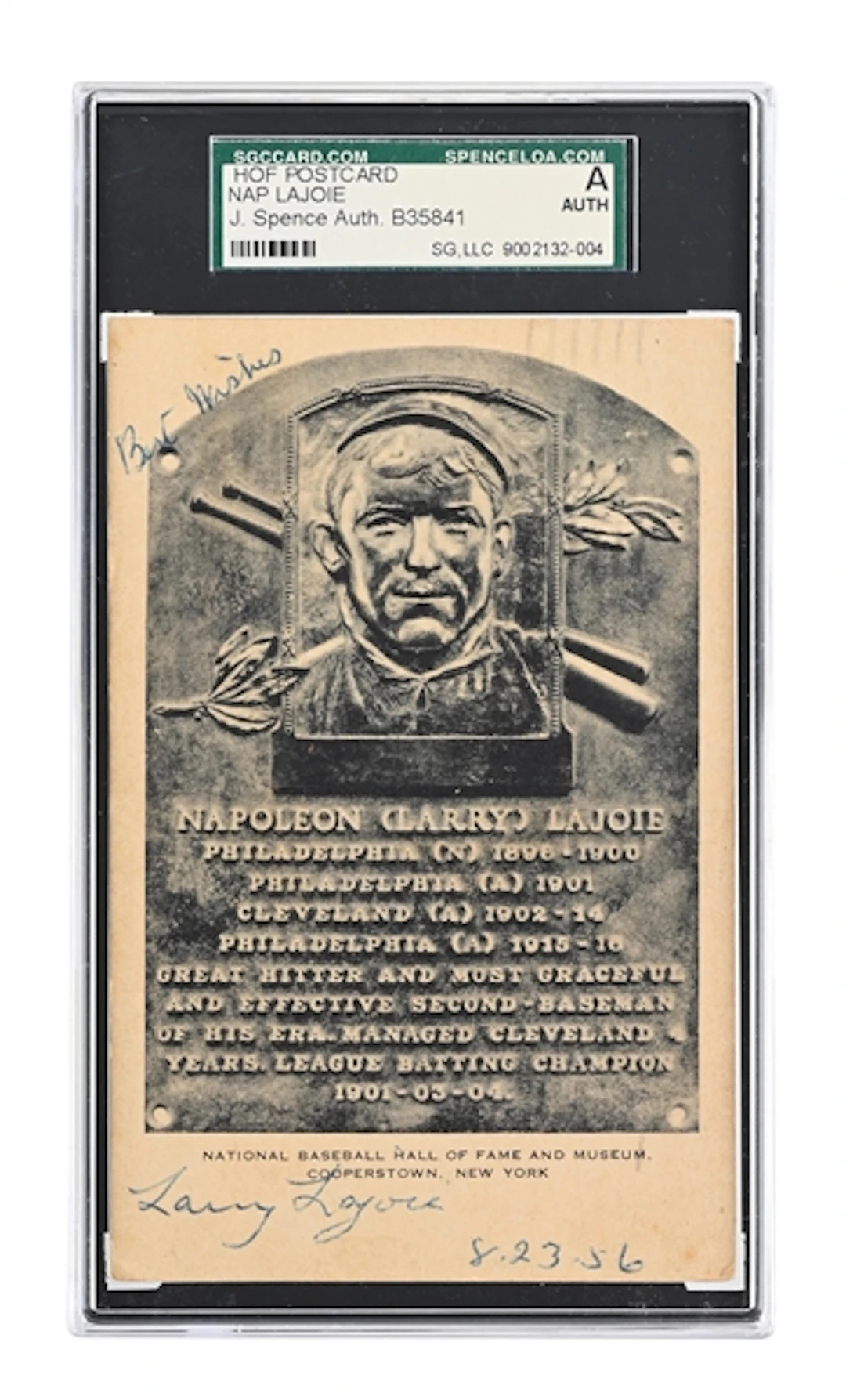 NAP LAJOIE SIGNED ARTVUE HOF PLAQUE JSA