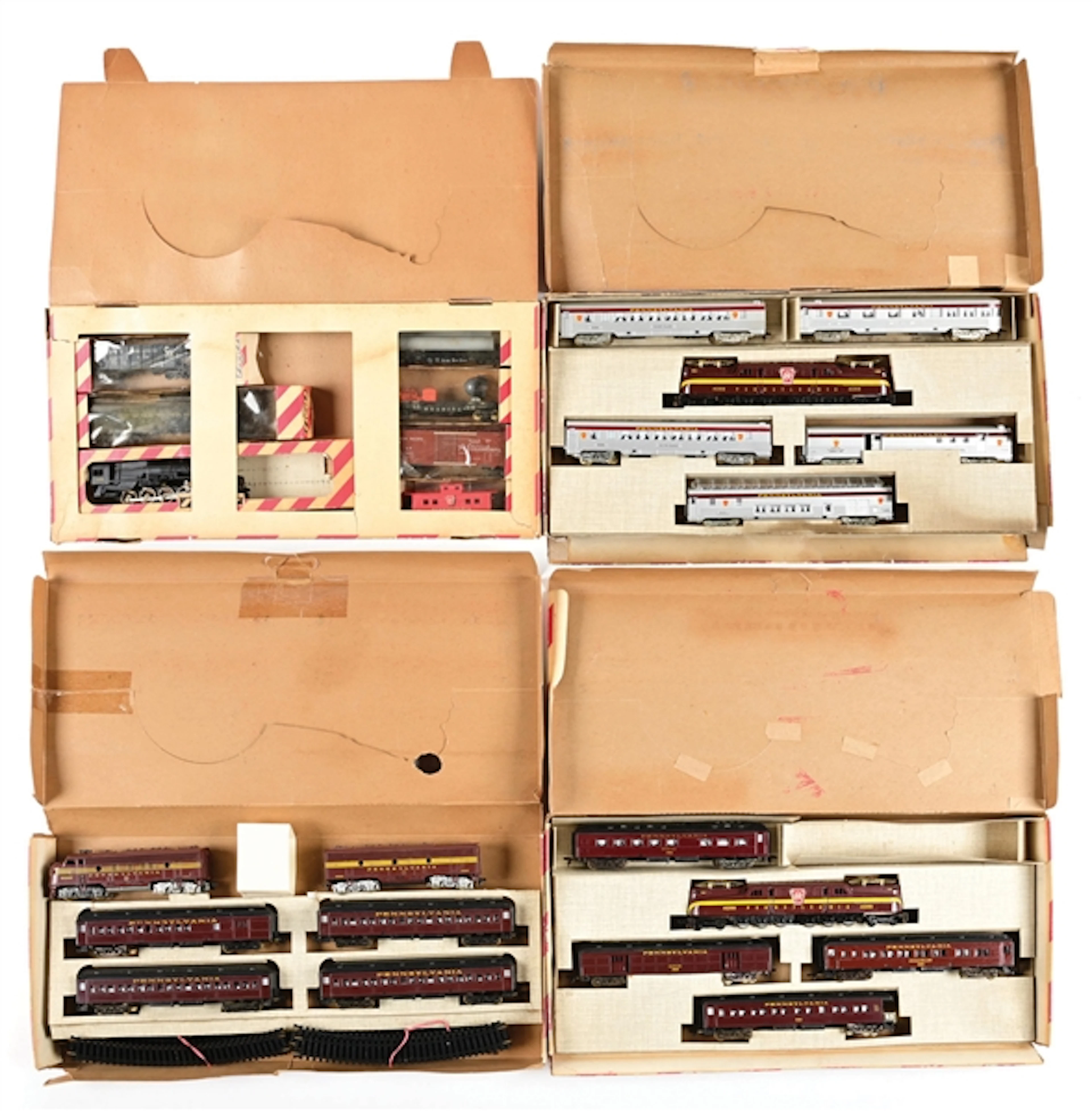 LOT OF 4: PENN LINE HO-GA. TRAIN SETS W/ ORIGINAL BOXES