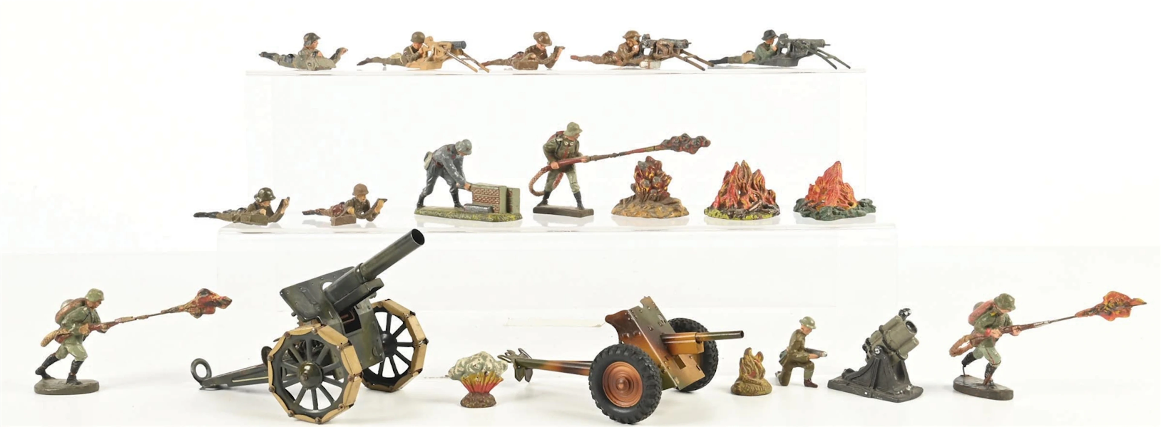 LOT OF 20: ELASTOLIN & LINEOL VARIOUS ARTILLERY & CREWMAN FIGURES