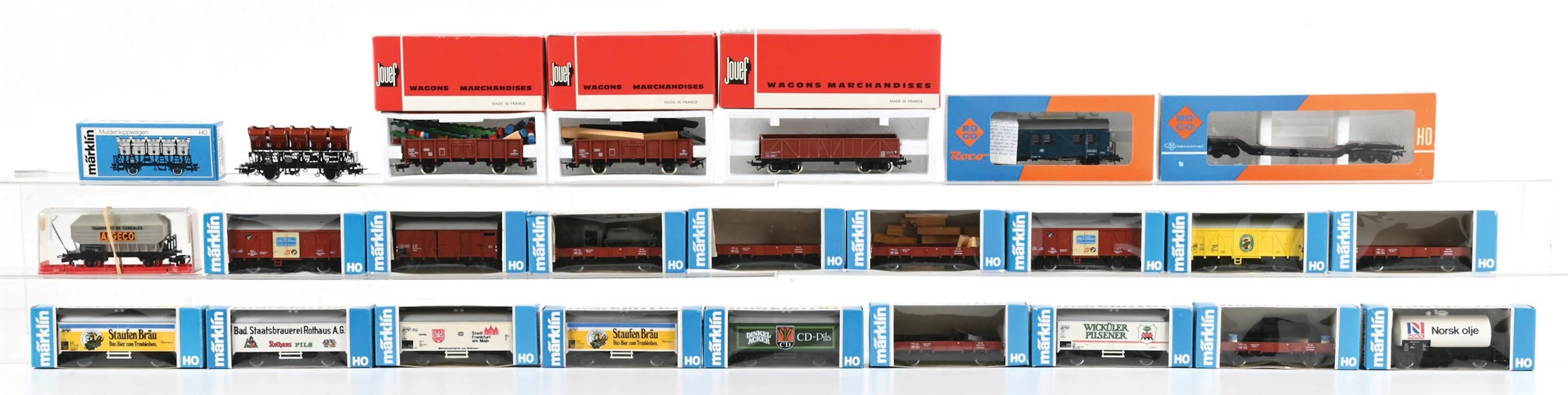 LOT OF 24: MARKLIN & OTHER HO-GA. ASSORTED FREIGHT CARS