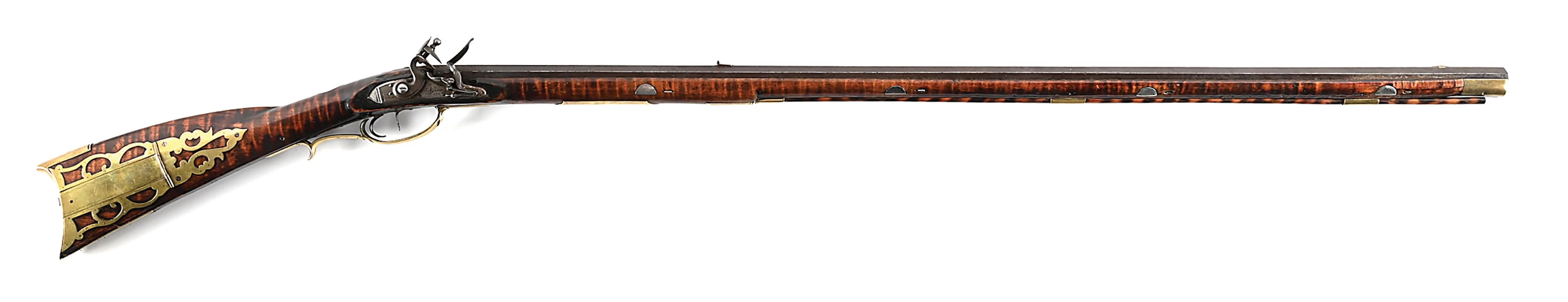 (A) INSCISE CARVED GEORGE HAINES SIGNED SMALLBORE FLINTLOCK KENTUCKY