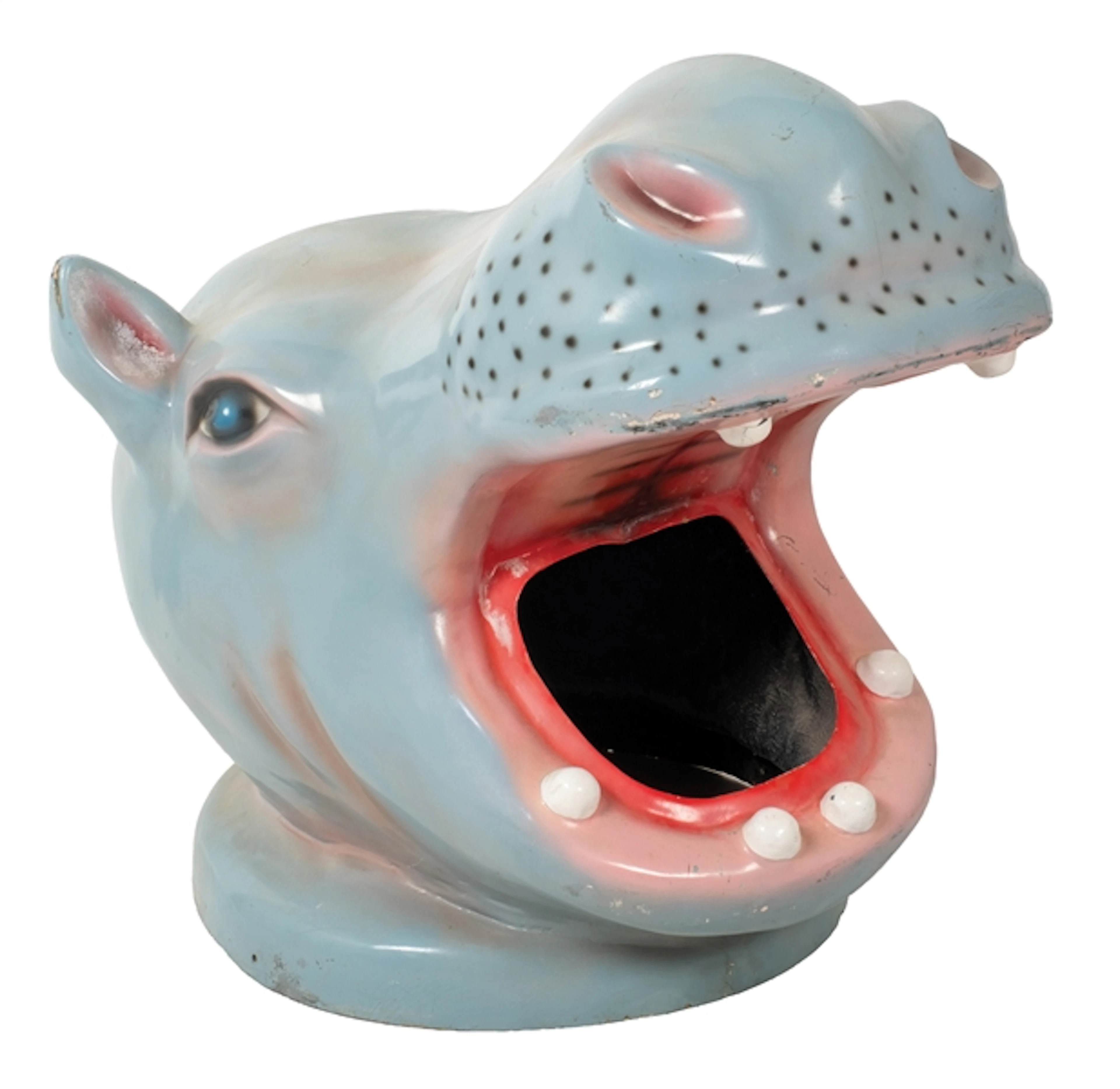 FIGURAL TRASH RECEPTACLE IN THE FORM OF A HIPPOPOTAMUS