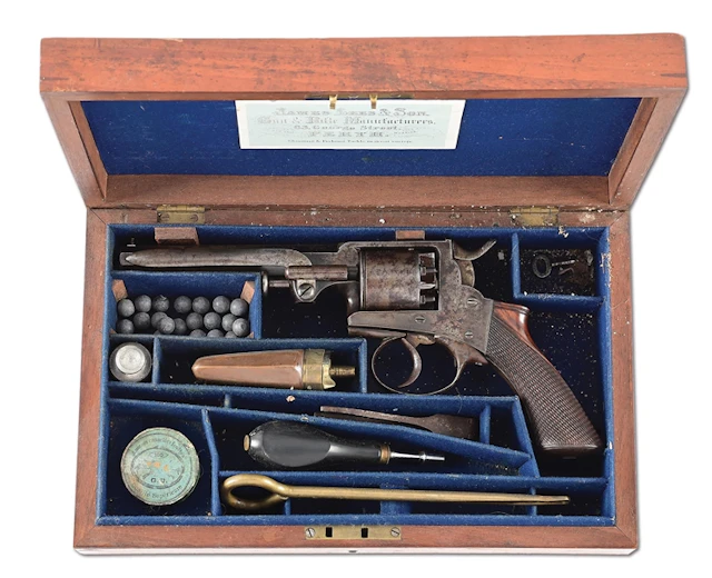 (A) CASED J. LEES & SON DOUBLE ACTION PERCUSSION REVOLVER.