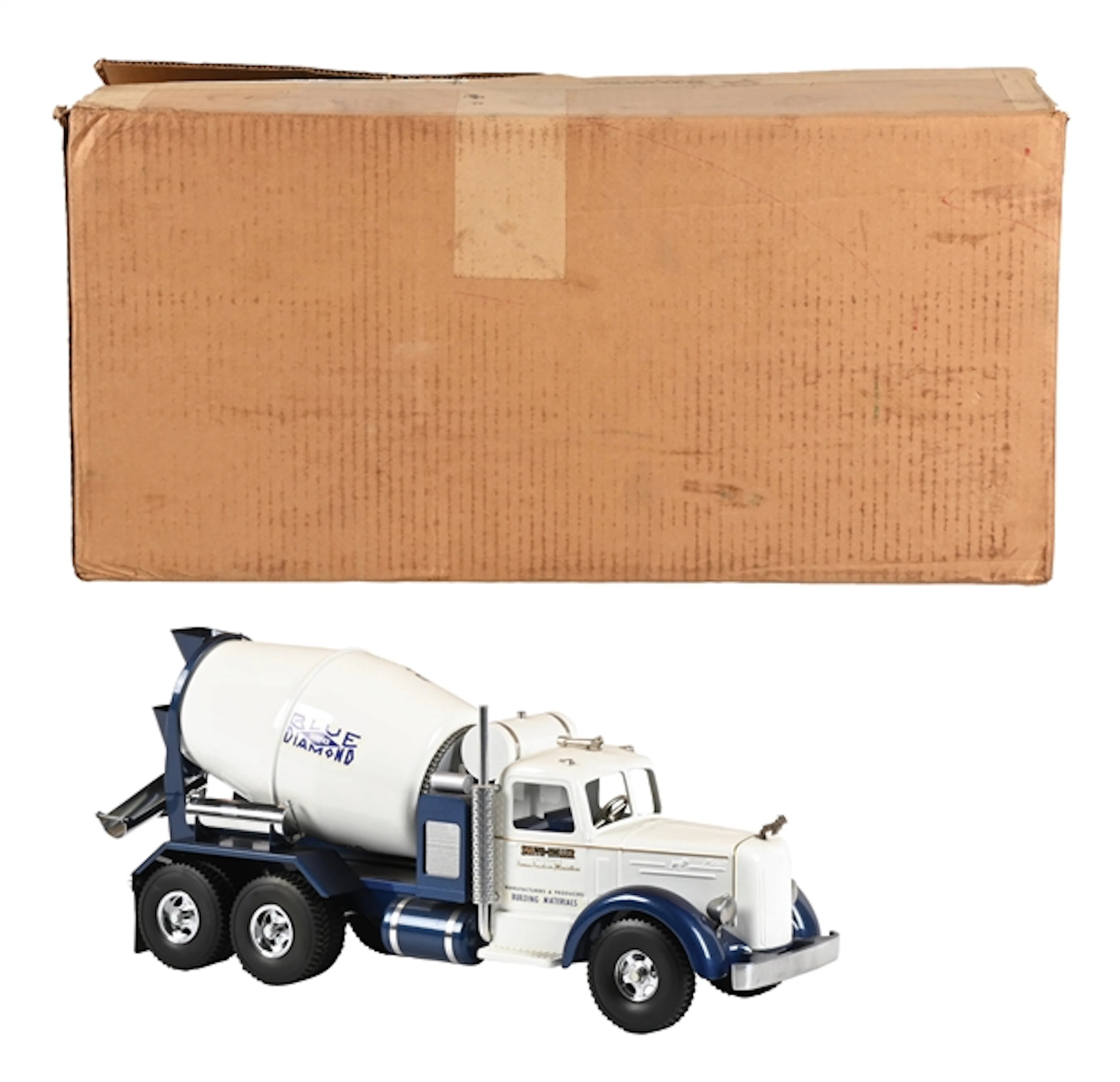 FRED THOMPSON SMITH MILLER BLUE DIAMOND CEMENT MIXER WITH BOX