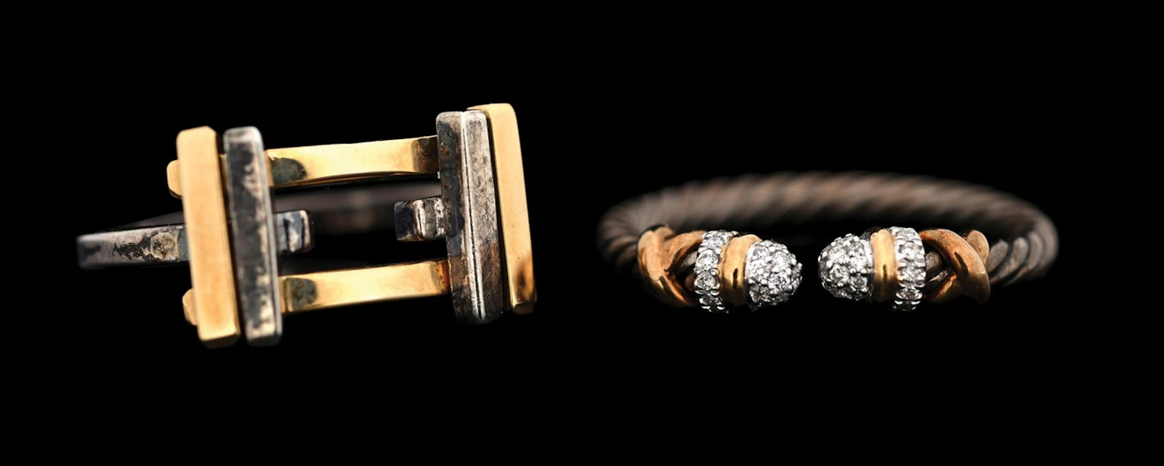 COLLECTION OF 2: 18K GOLD & STERLING SILVER RINGS BY DAVID YURMAN