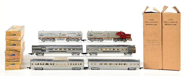 AMERICAN FLYER S-GA. SANTA FE DIESEL LOCOMOTIVE 4-CAR PASSENGER SET