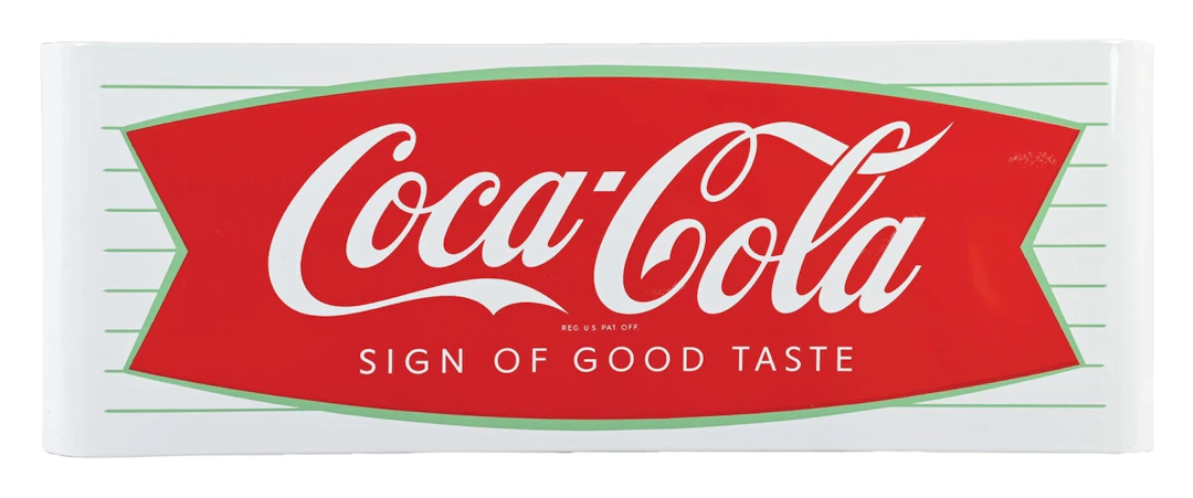COCA-COLA SIGN OF GOOD TASTE PORCELAIN SLED SIGN