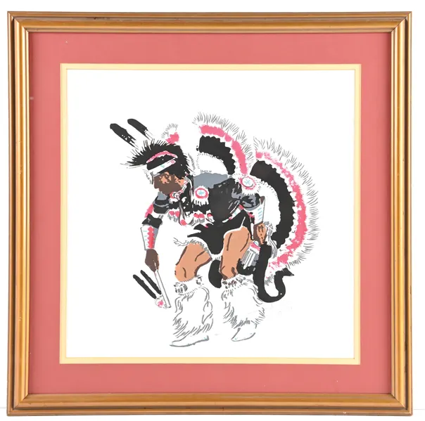 NATIVE AMERICAN COMANCHE WAR DANCER FRAMED PRINT