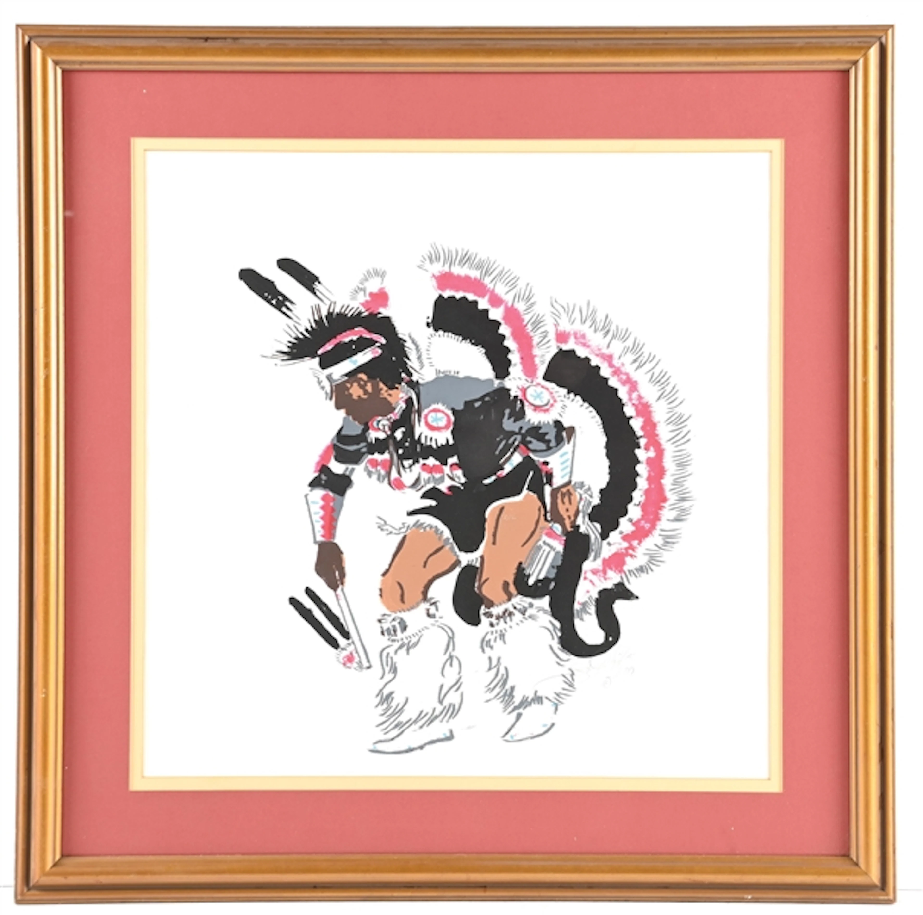 NATIVE AMERICAN COMANCHE WAR DANCER FRAMED PRINT