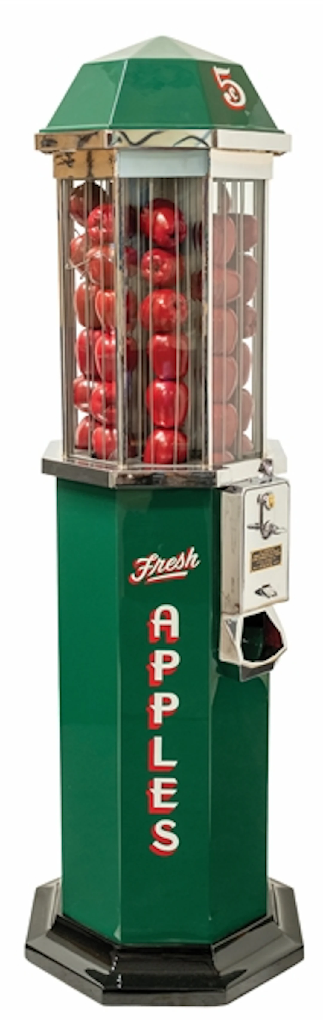 RARE 5¢ FLOOR MODEL APPLE VENDING MACHINE BY "NEW AGE MANUFACTURING"
