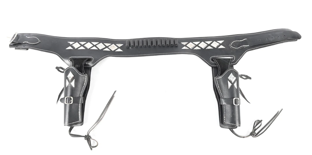 HOLLYWOOD STYLE BLACK LEATHER BUSCADERO DOUBLE GUN HOLSTER RIG