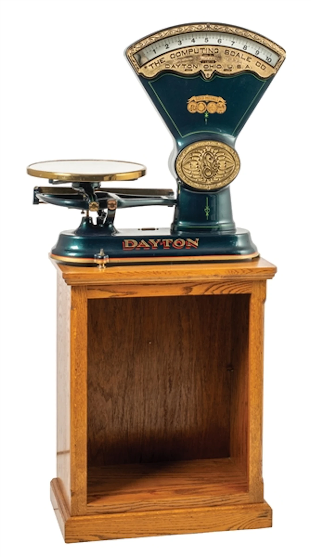 RESTORED COMPUTING SCALE CO. 10 LB. SCALE W/ OAK STAND