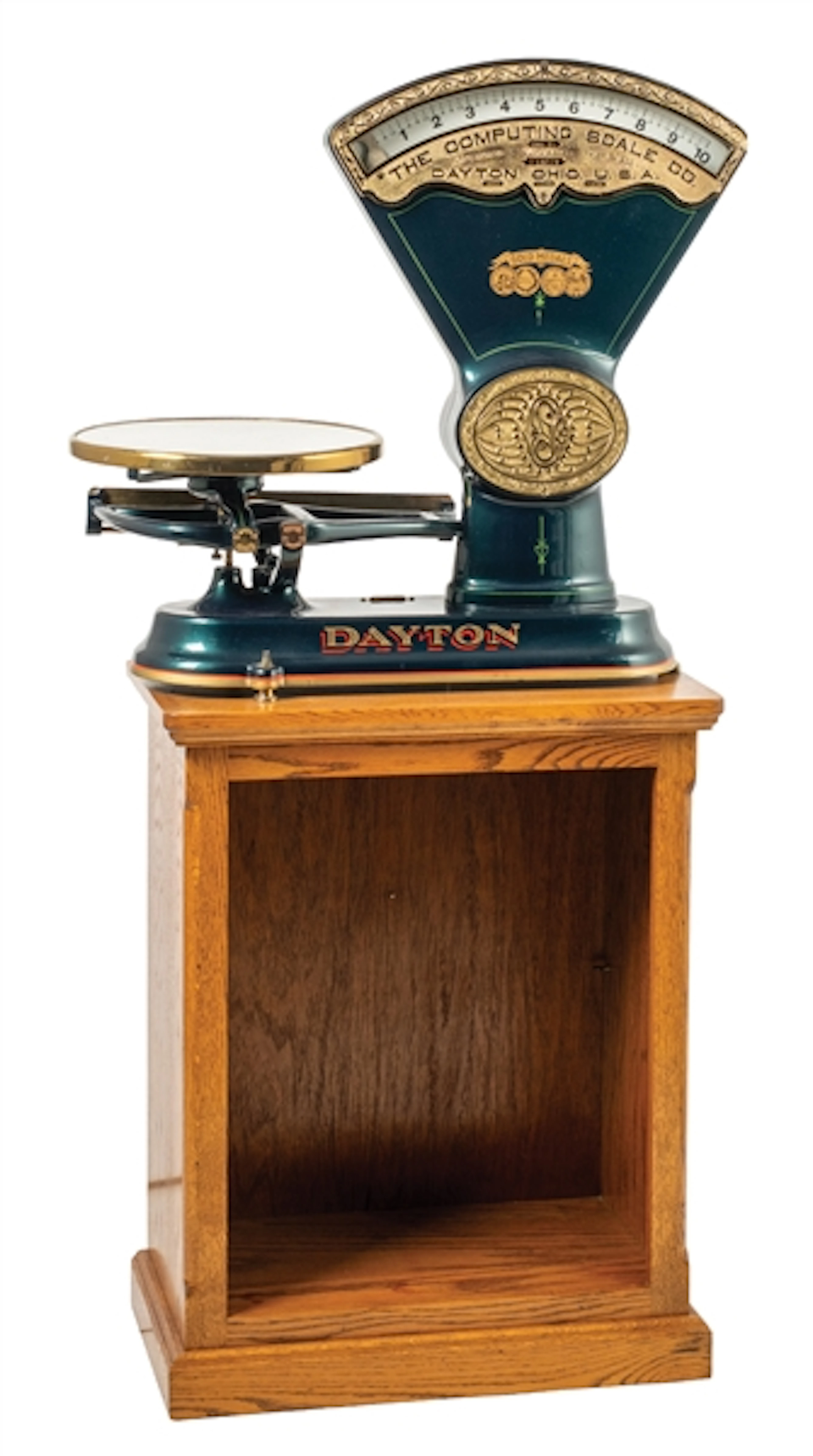 RESTORED COMPUTING SCALE CO. 10 LB. SCALE W/ OAK STAND