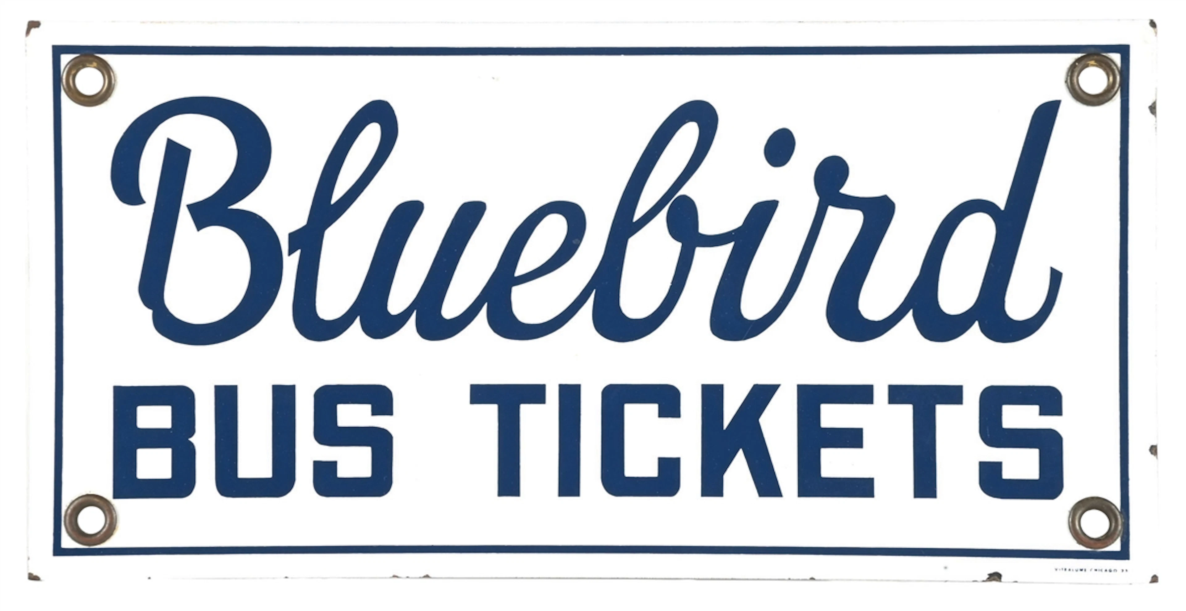 BLUEBIRD BUS TICKETS PORCELAIN SIGN