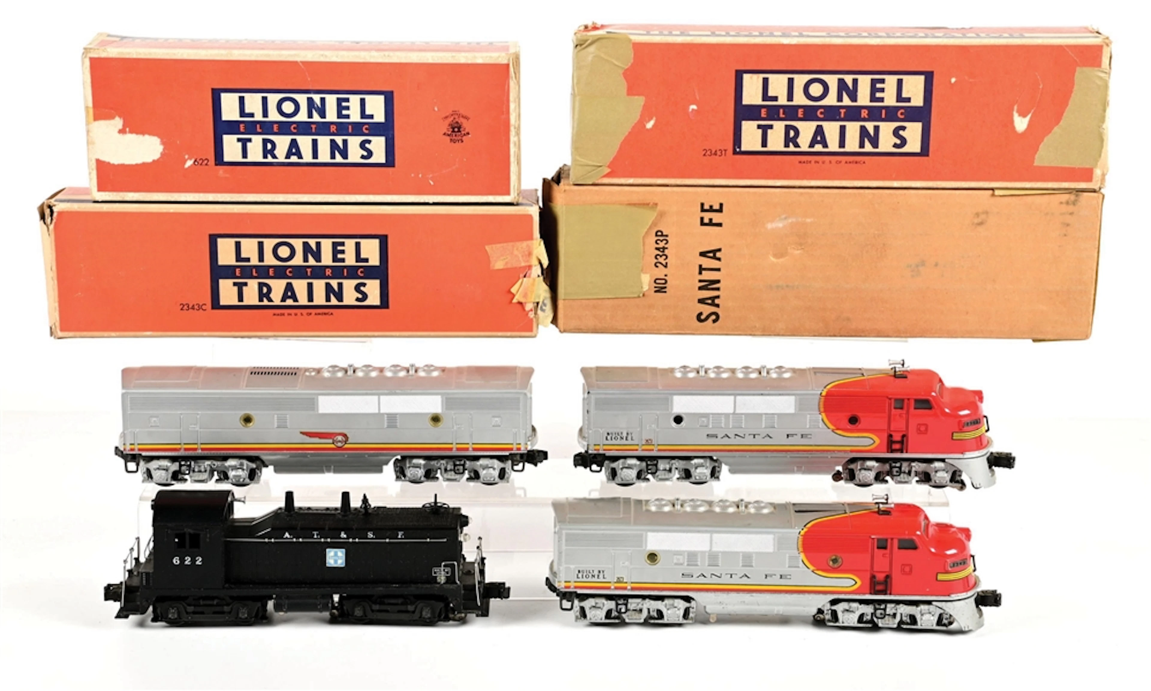 POST-WAR LIONEL O-GA. NO. 2343 SANTA FE F-3 ABA UNIT DIESEL LOCOMOTIVE