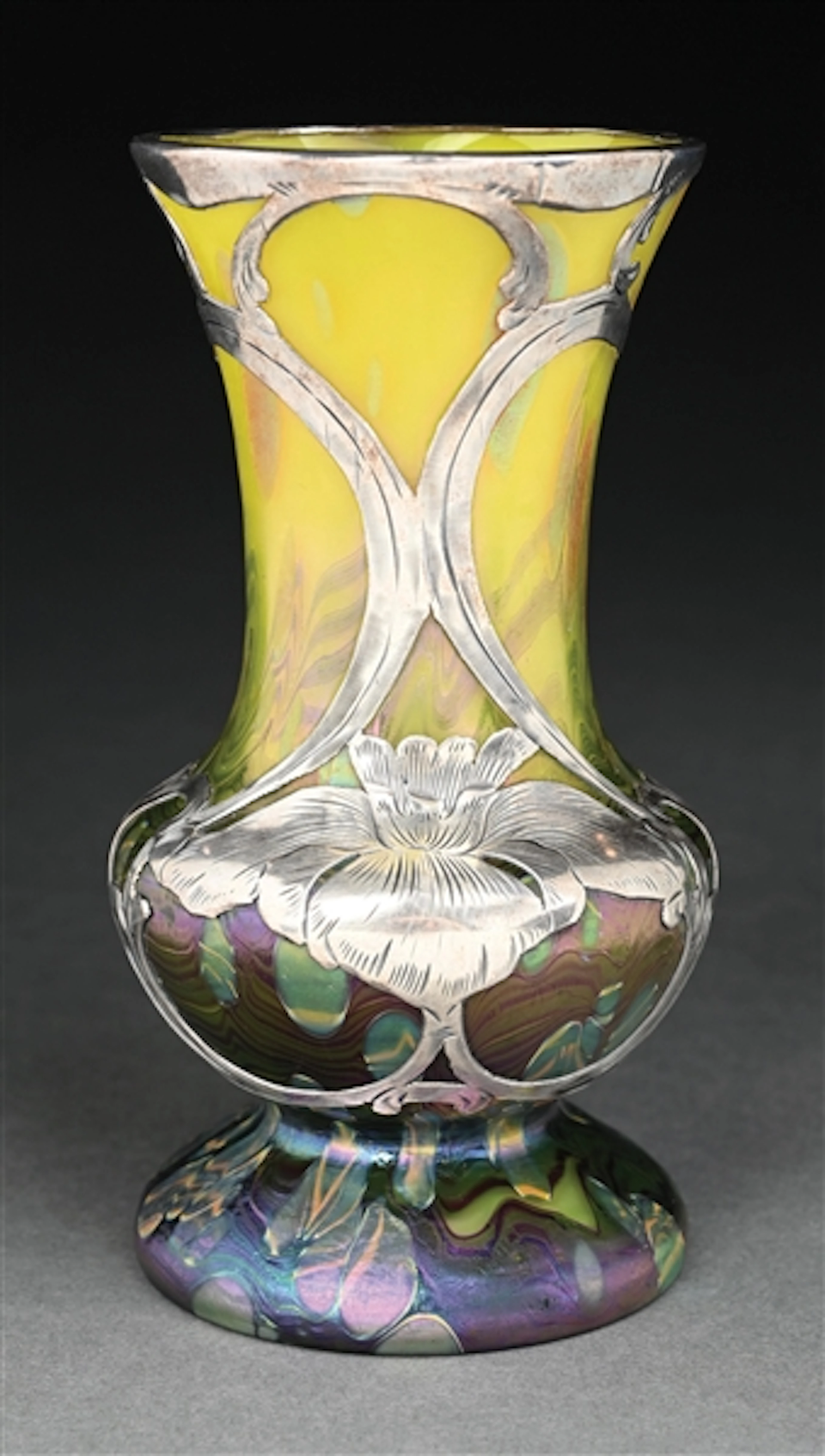 LOETZ CYSTISES VASE W/ ALVIN SILVER