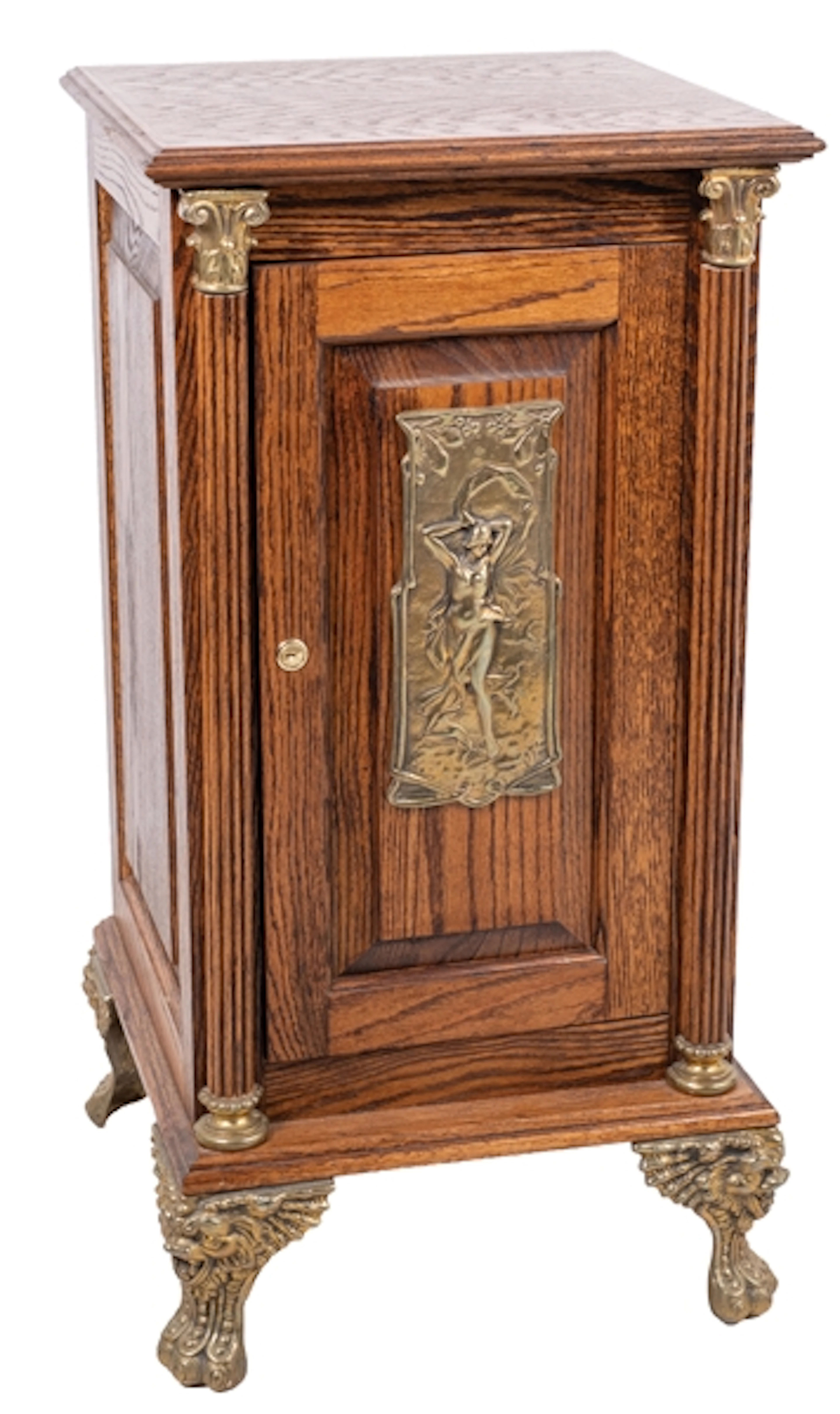 CONTEMPORARY OAK SLOT MACHINE STAND WITH ART NOUVEAU DESIGN
