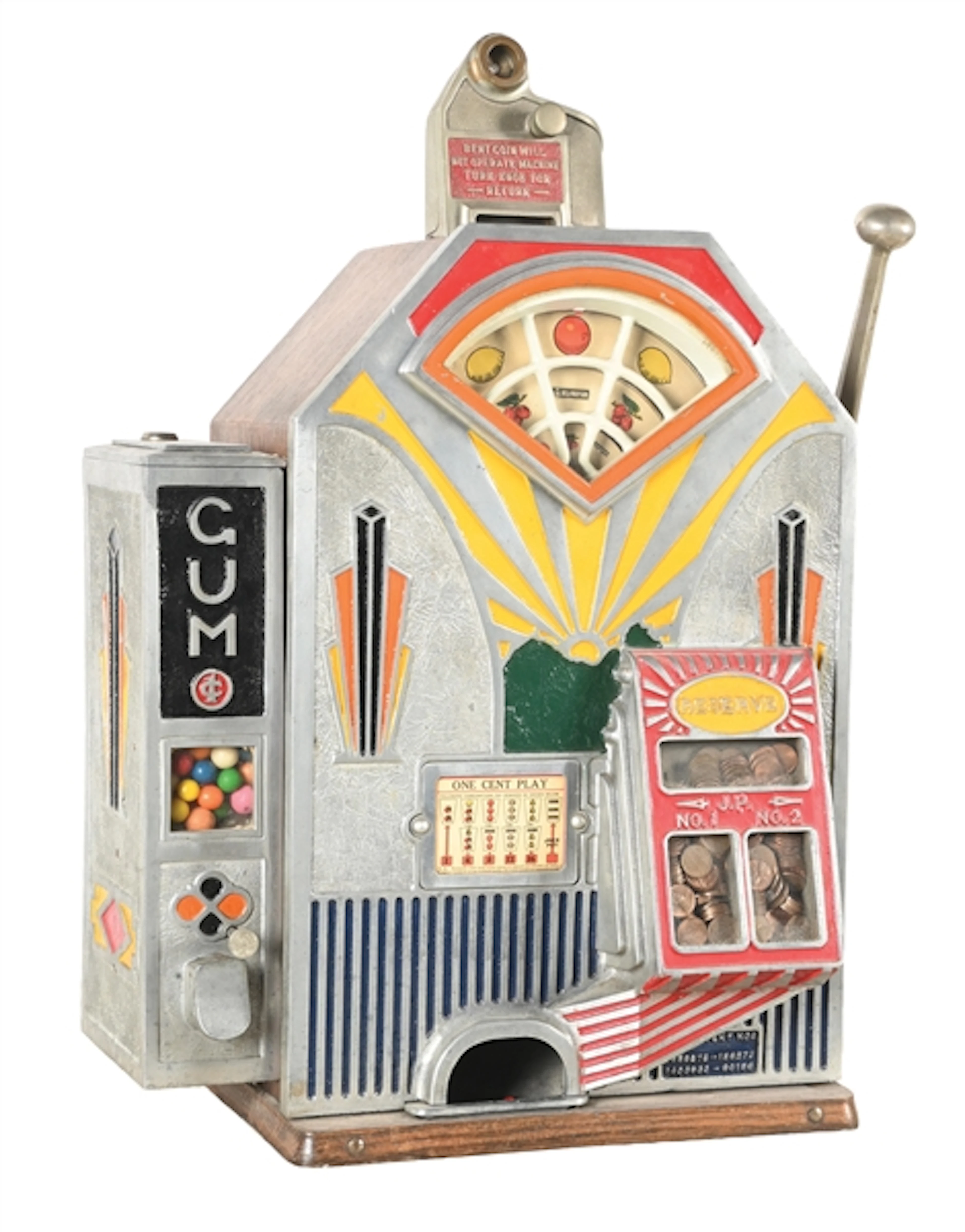 1¢ JENNINGS & CO. LITTLE DUKE SLOT MACHINE WITH SIDE VENDER