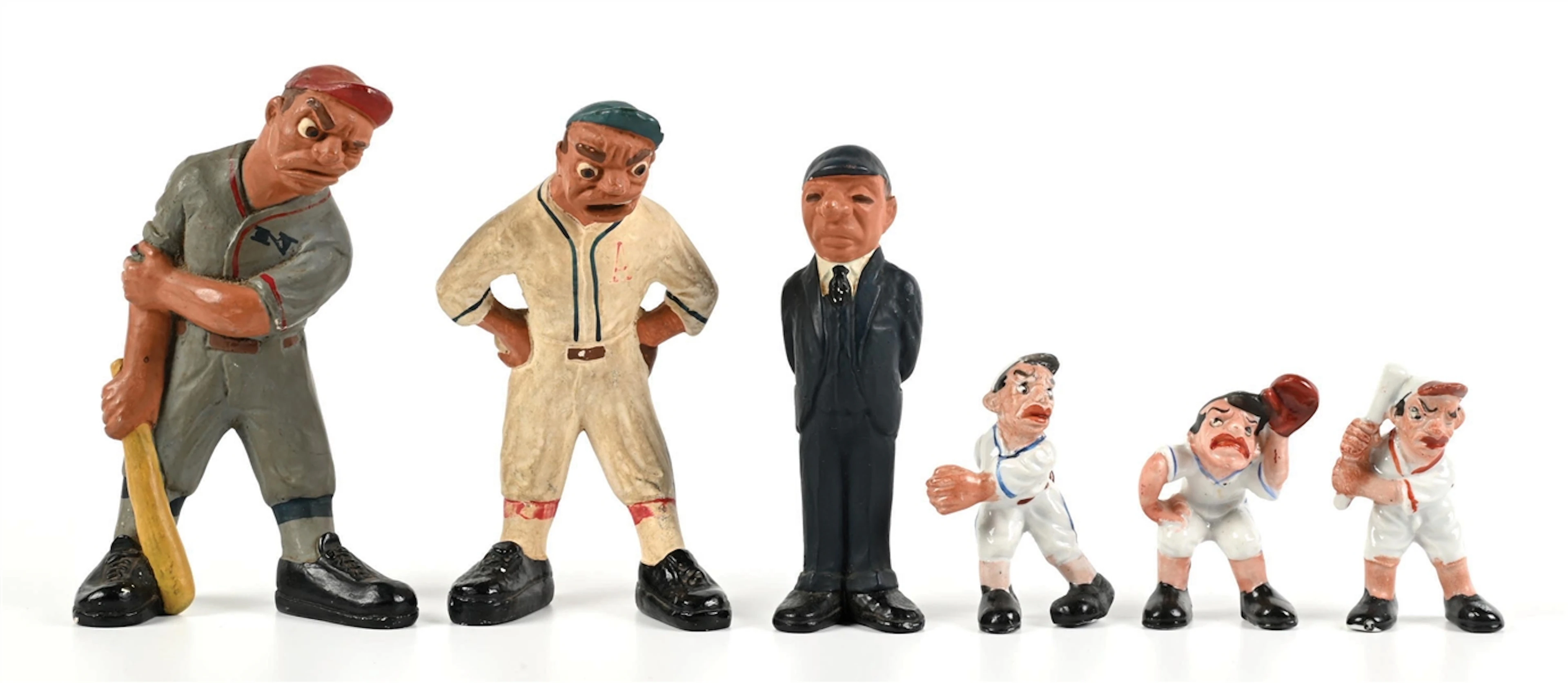 LOT OF 6: OCCUPIED JAPAN PORCELAIN & L.L. RITTGERS CHALKWARE BASEBALL