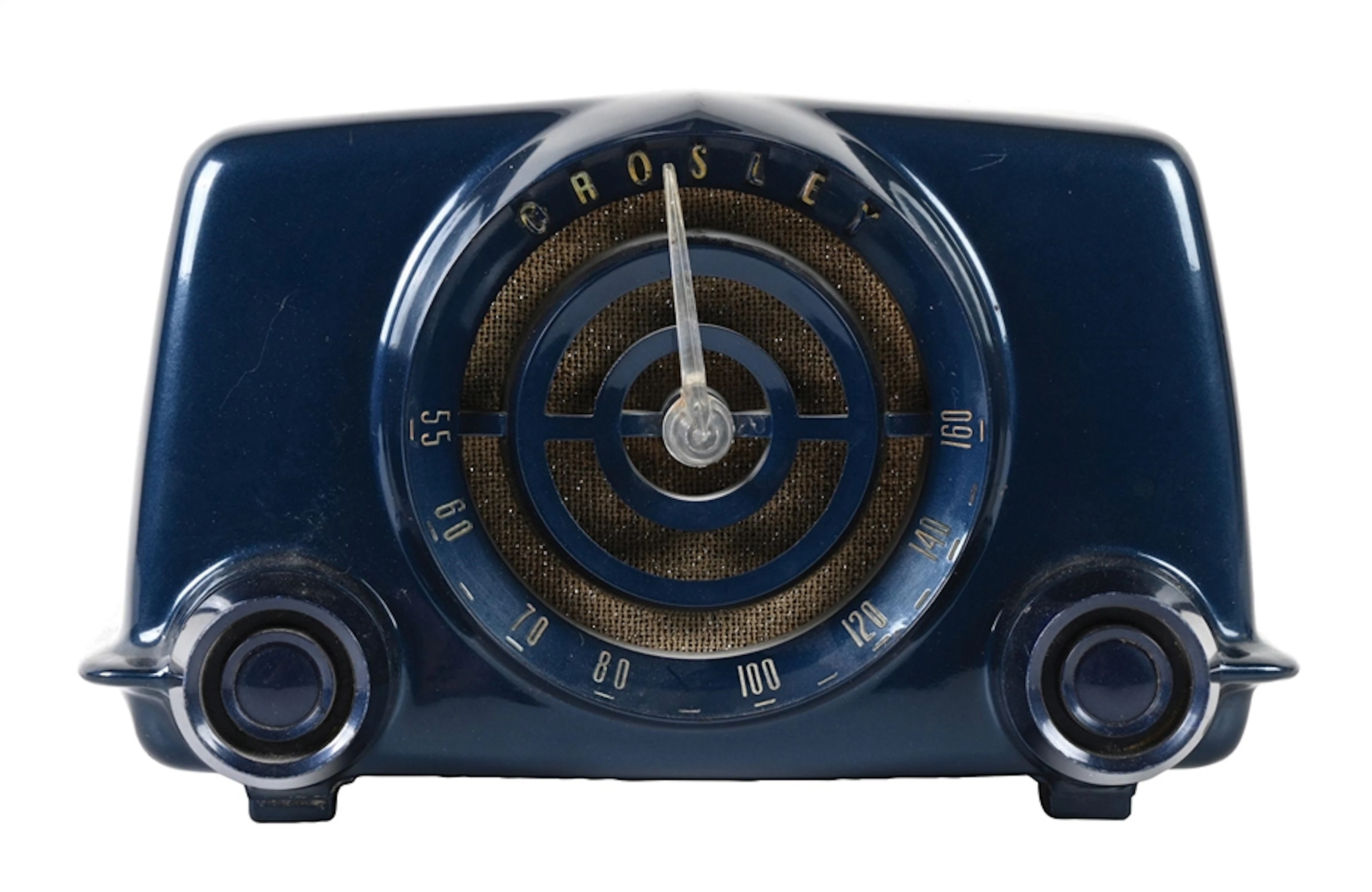CROSLEY 11-101-U BULLSEYE PAINTED BAKELITE RADIO IN METALLIC BLUE