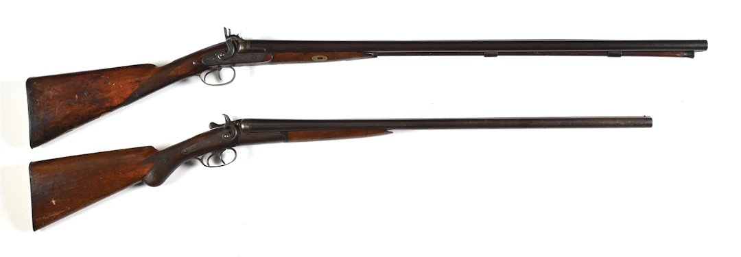 (A) LOT OF TWO ANTIQUE SHOTGUNS: A RICHARDS AND A MORTIMER 12 GAUGE