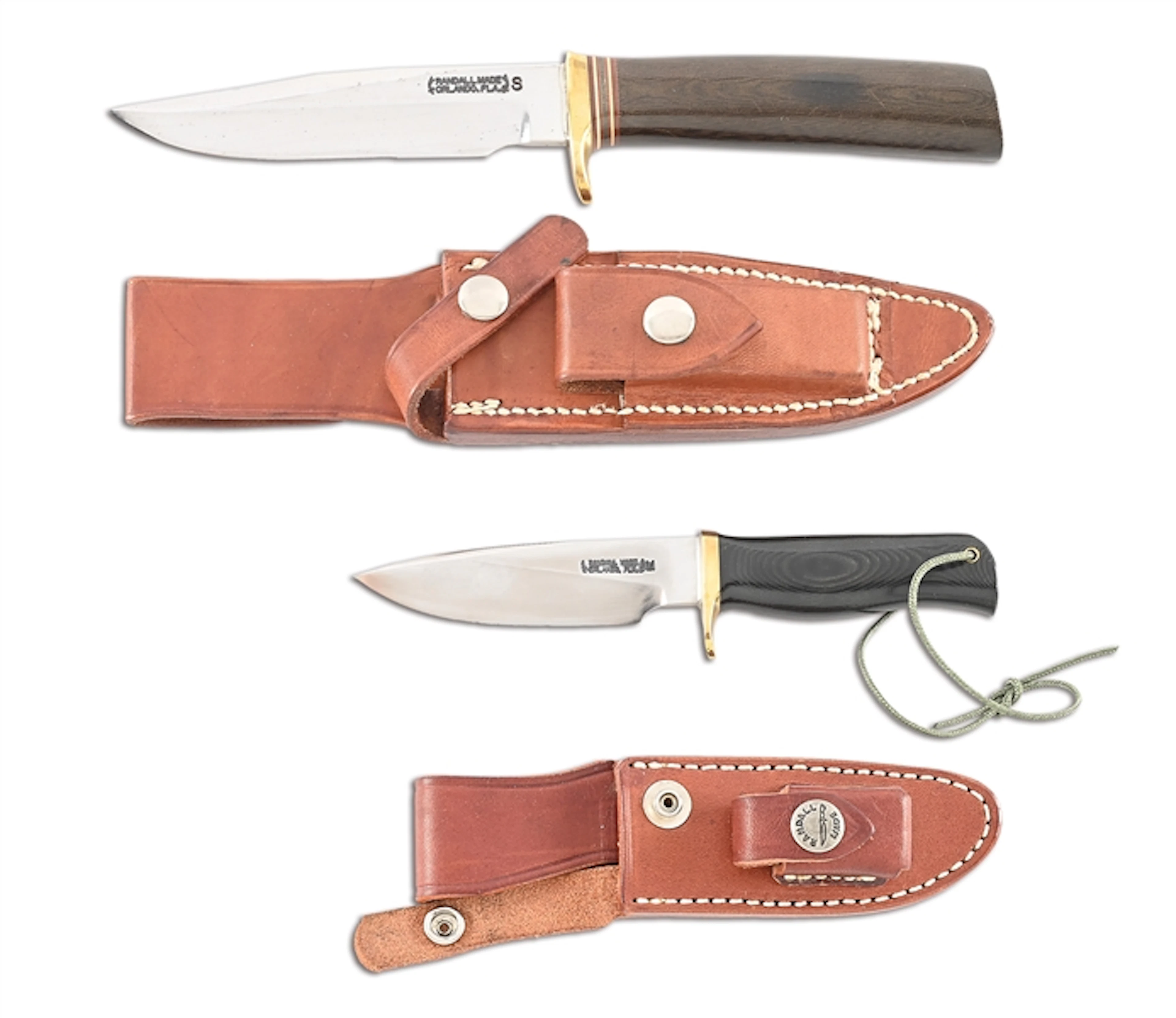 LOT OF 2: RANDALL MODEL 5-5 CAMP AND TRAIL AND RANDALL RKS-5 KNIVES.