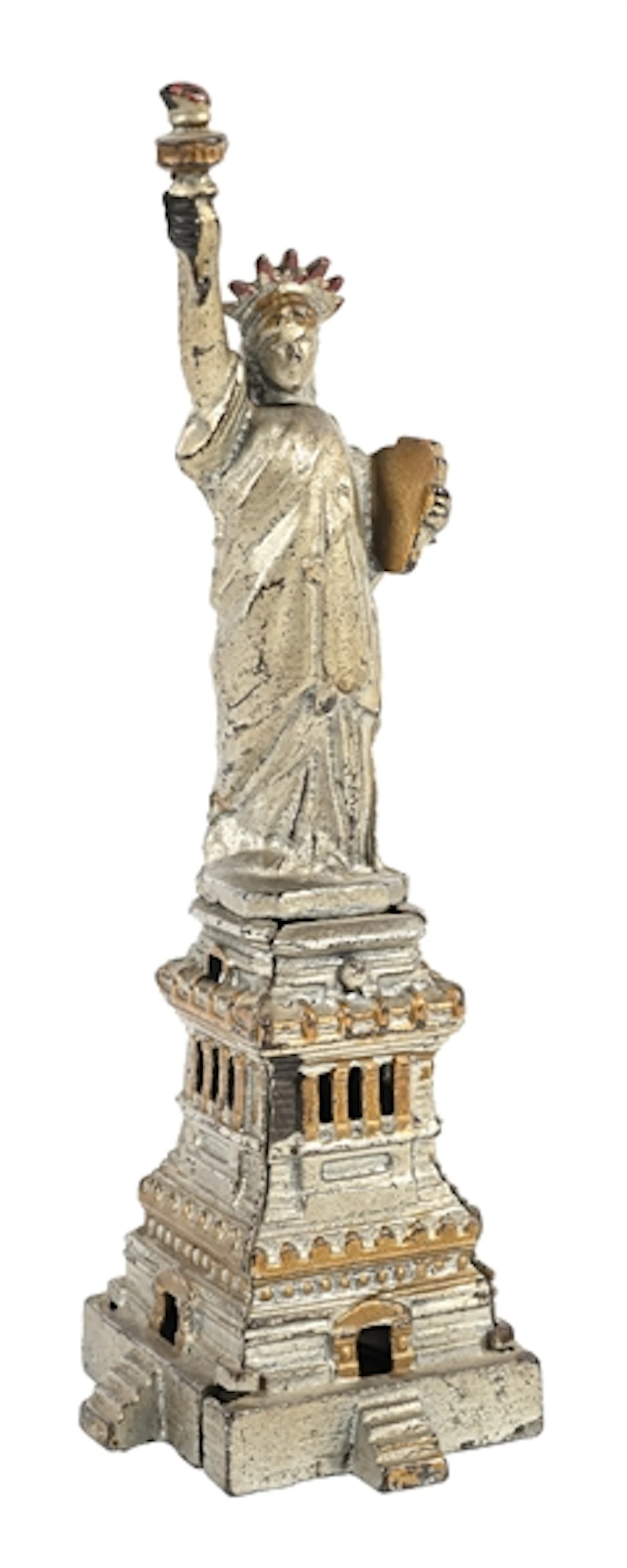 LARGE SILVER STATUE OF LIBERTY STILL BANK