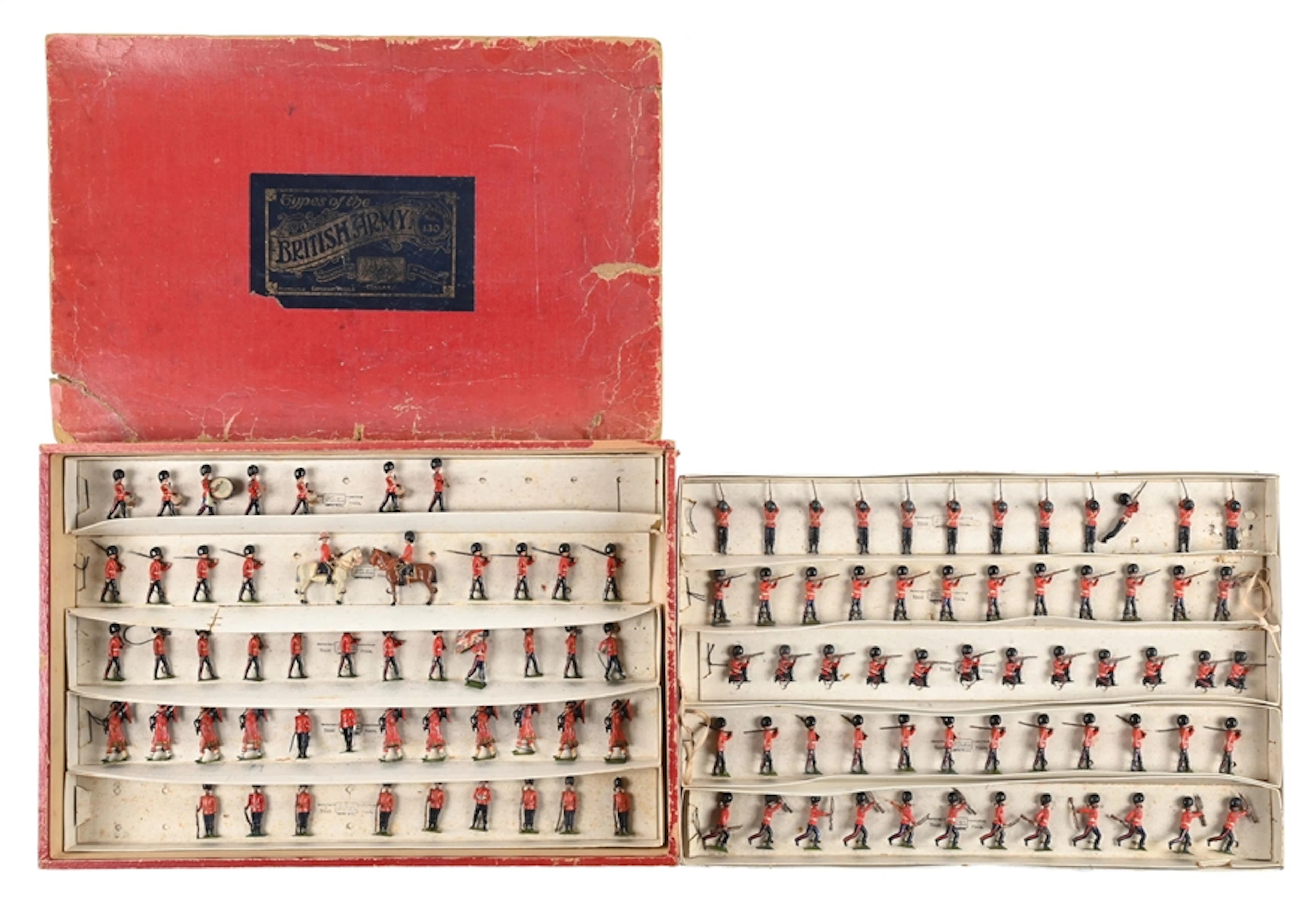 W. BRITAINS TYPES OF THE BRITISH ARMY SCOTS GUARD NO. 130 IN 2-TIER DISPLAY BOX