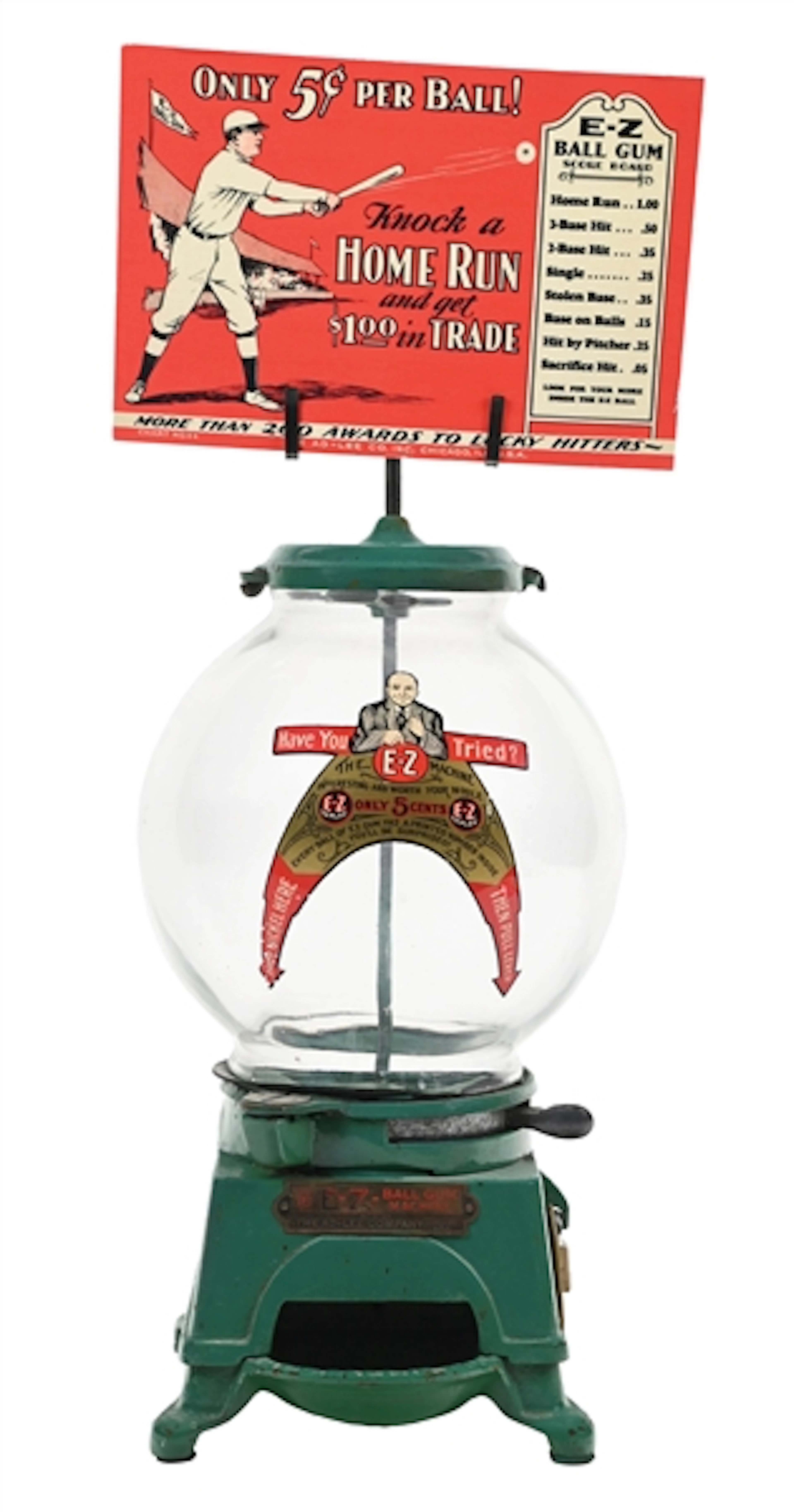 5¢ AD-LEE "E-Z" GUM BALL VENDING AND TRADE STIMULATOR MACHINE