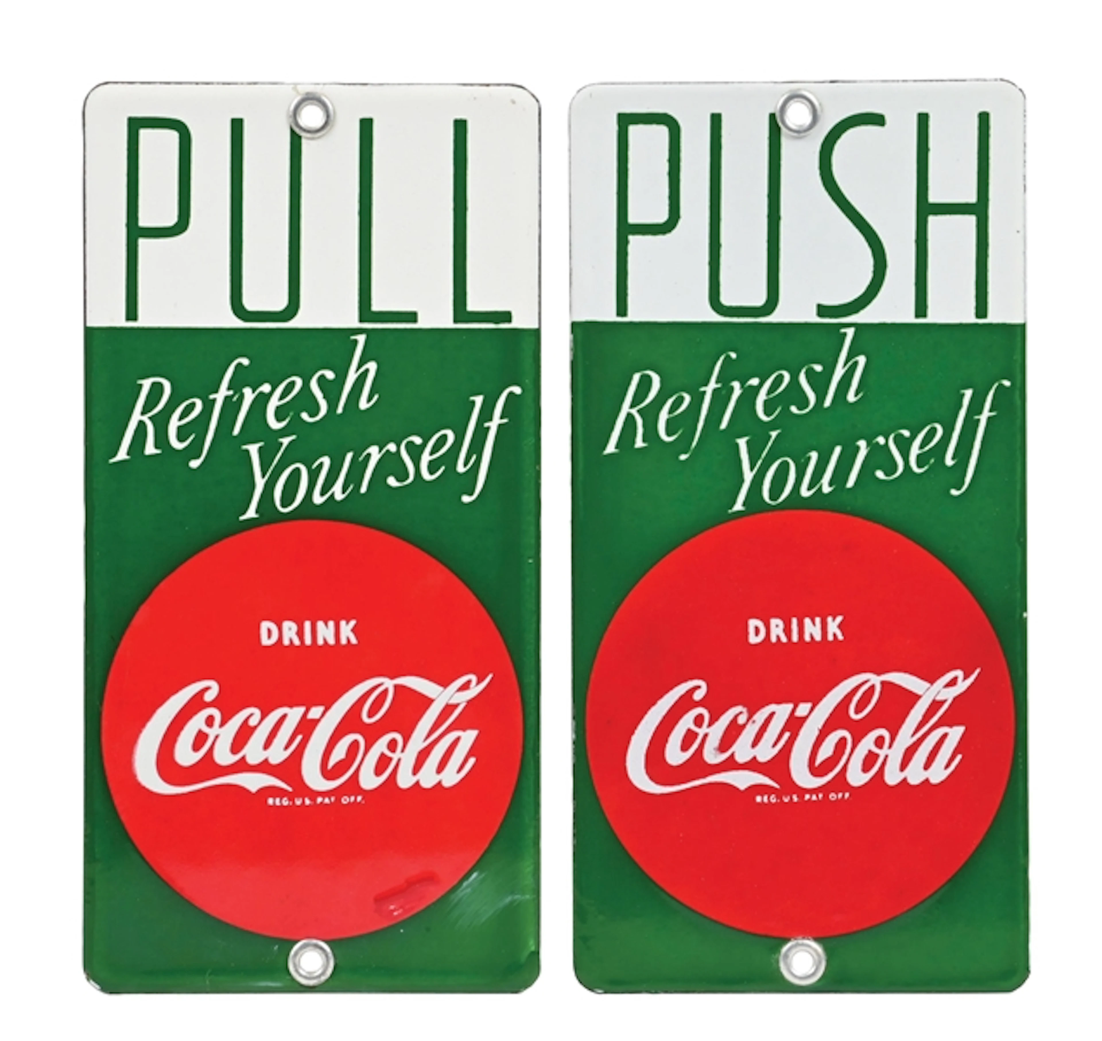 COLLECTION OF 2: COCA-COLA PALM PRESS SIGNS