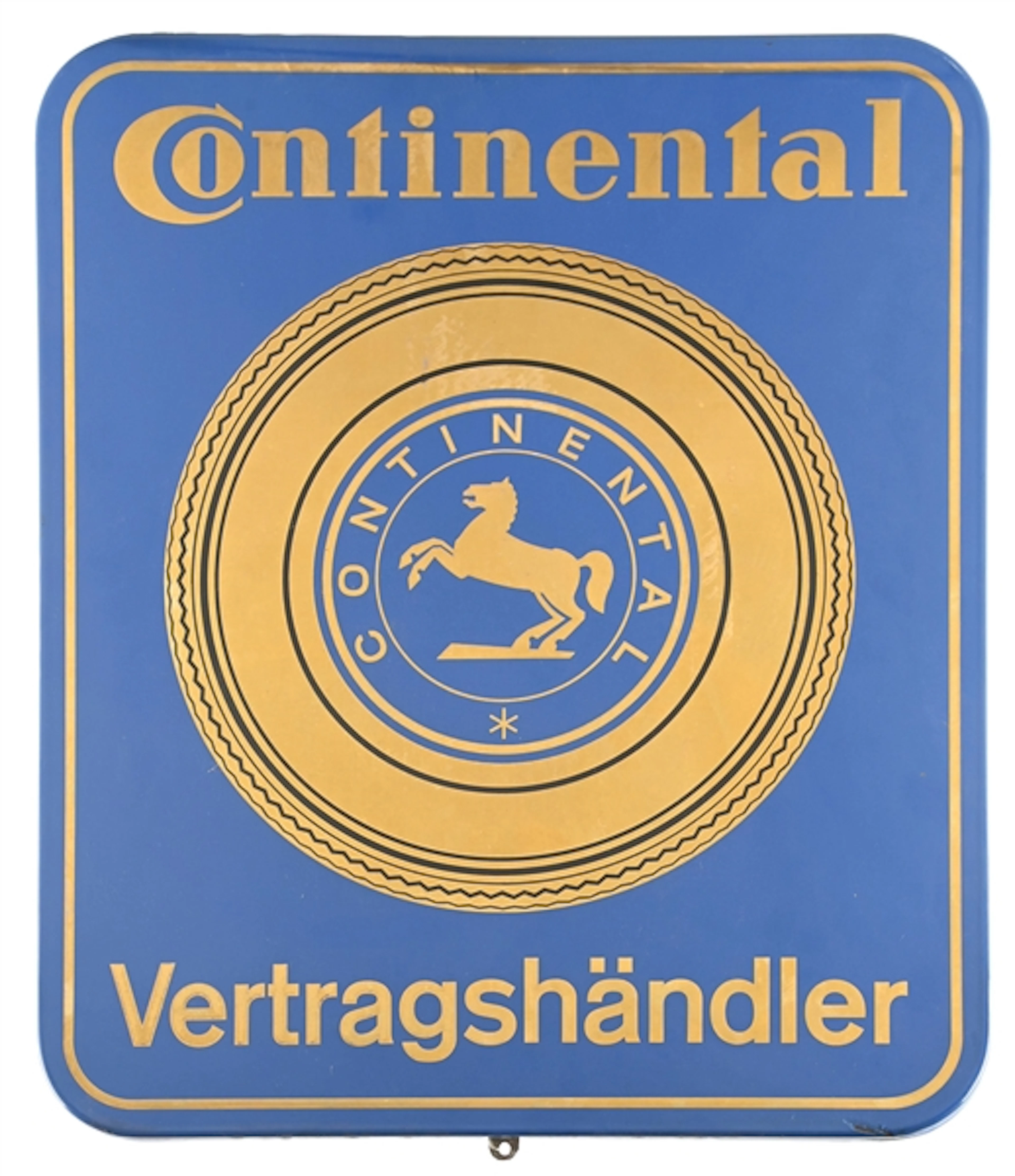 CONTINENTAL TIRES PORCELAIN SIGN W/ COOKIE CUTTER EDGE.