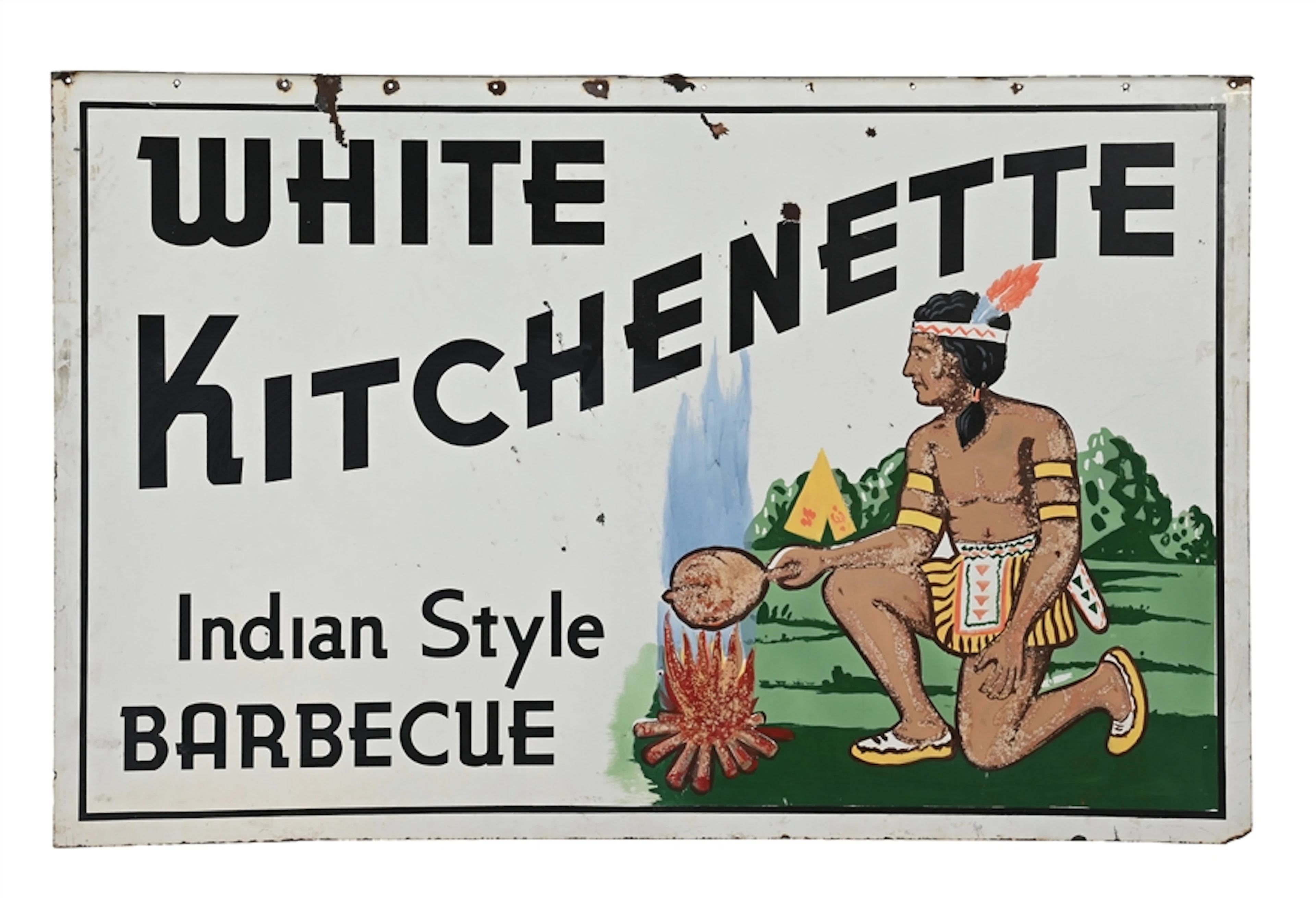 INCREDIBLY RARE WHITE KITCHENETTE INDIAN STYLE BARBECUE PORCELAIN