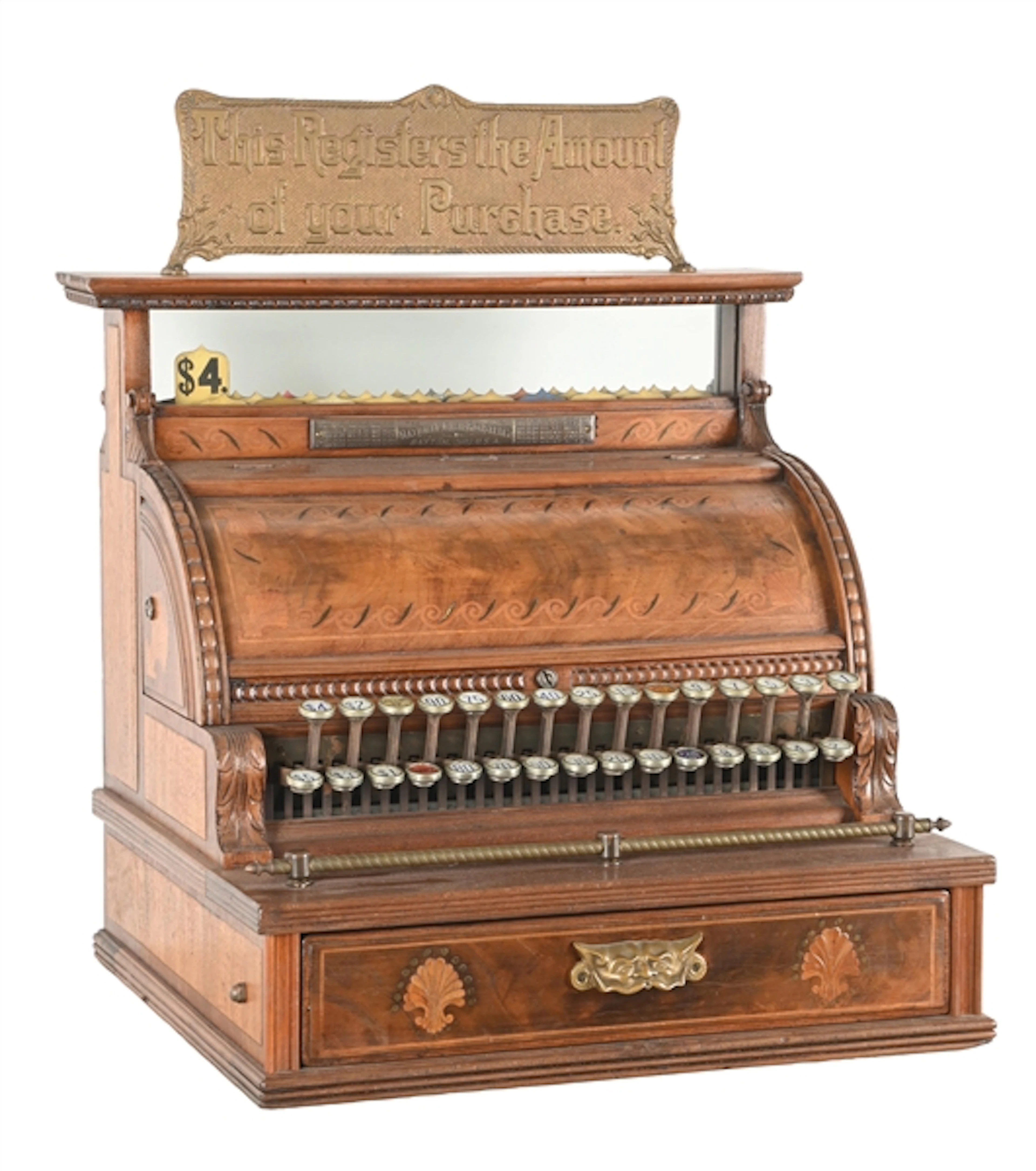 WOODEN NATIONAL CASH REGISTER MODEL 8 SERIAL NO. 49340