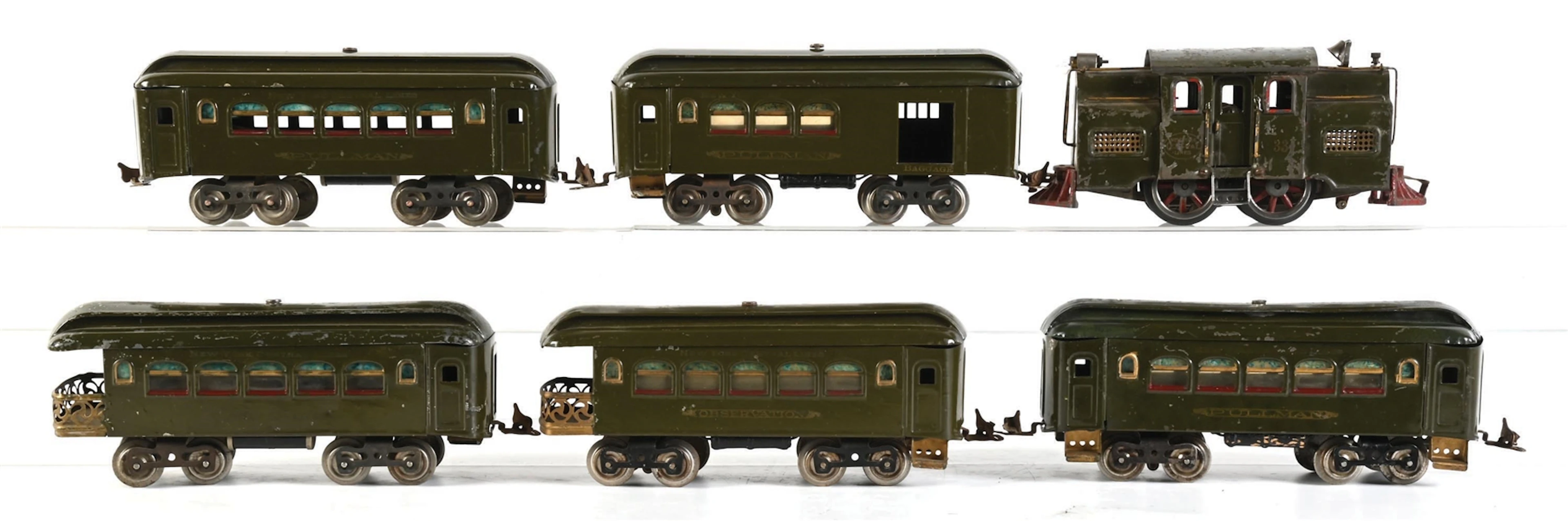 LIONEL STANDARD GA. NO. 33 NEW YORK CENTRAL PASSENGER SET IN OLIVE