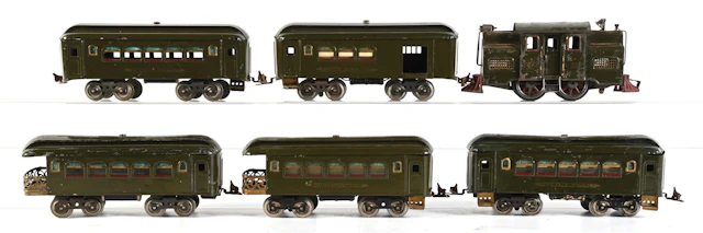 LIONEL STANDARD GA. NO. 33 NEW YORK CENTRAL PASSENGER SET IN OLIVE