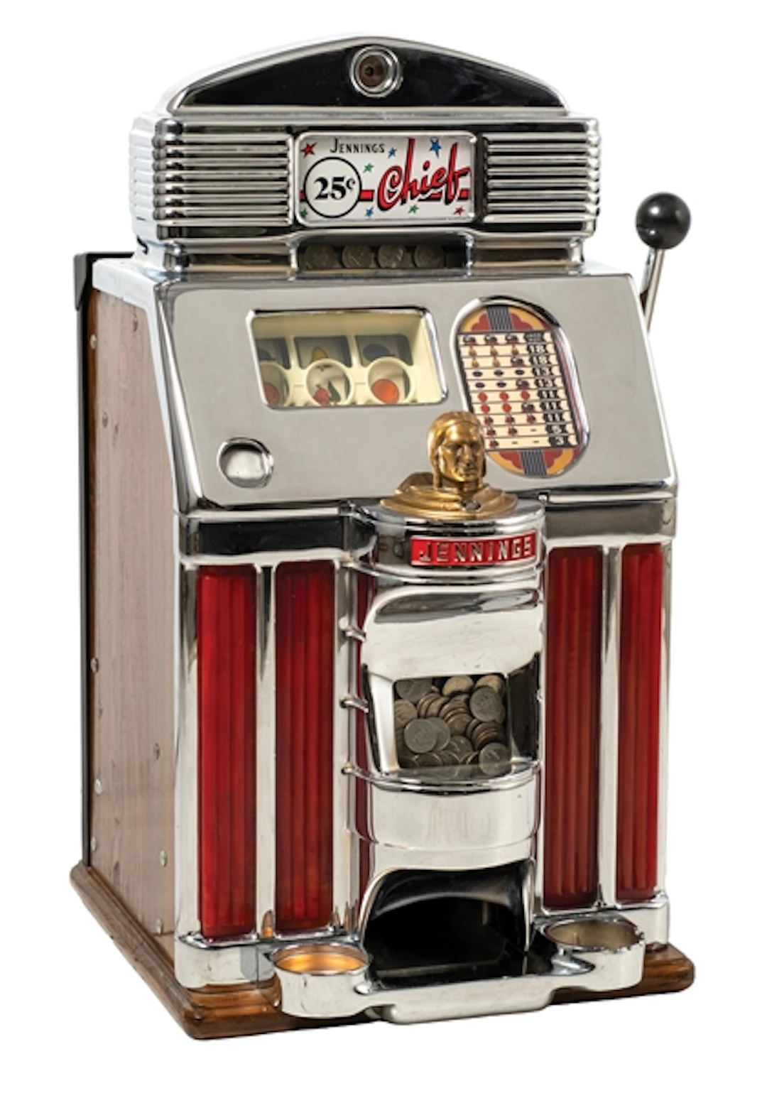 25¢ JENNINGS SUN CHIEF LIGHT-UP SLOT MACHINE
