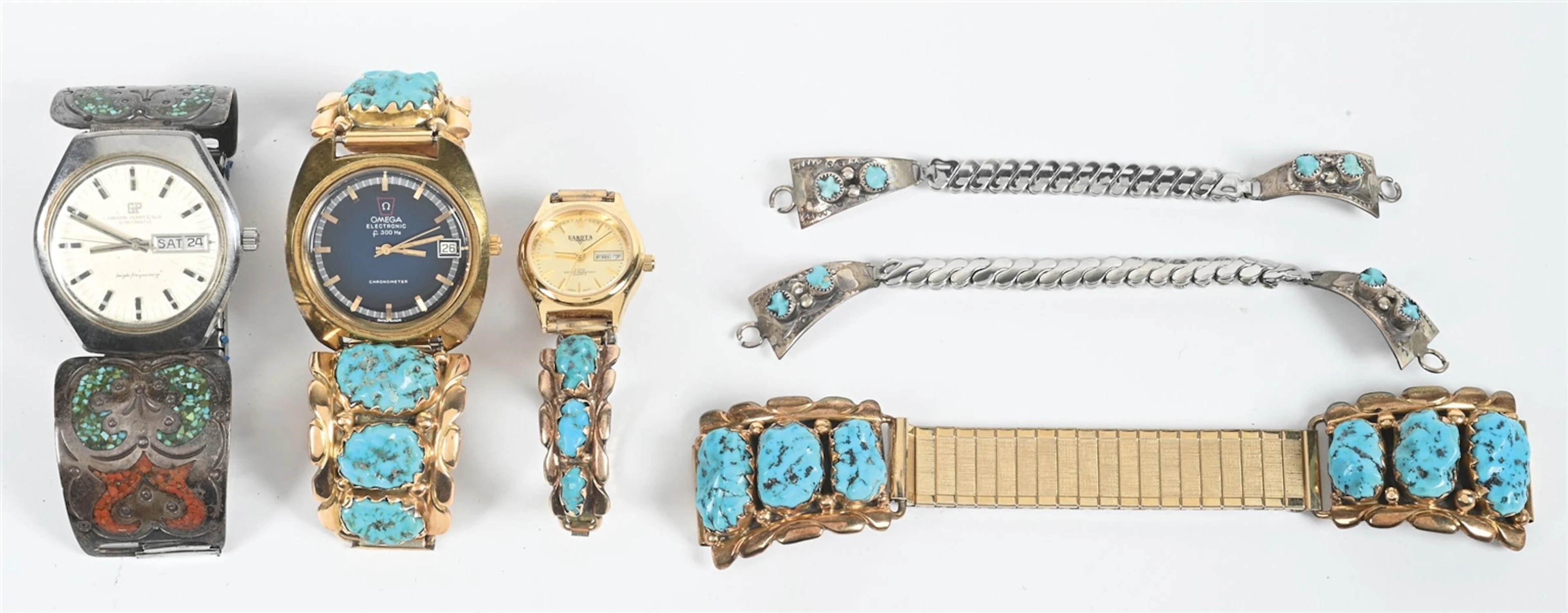 LOT OF 5: NATIVE AMERICAN WATCH BANDS