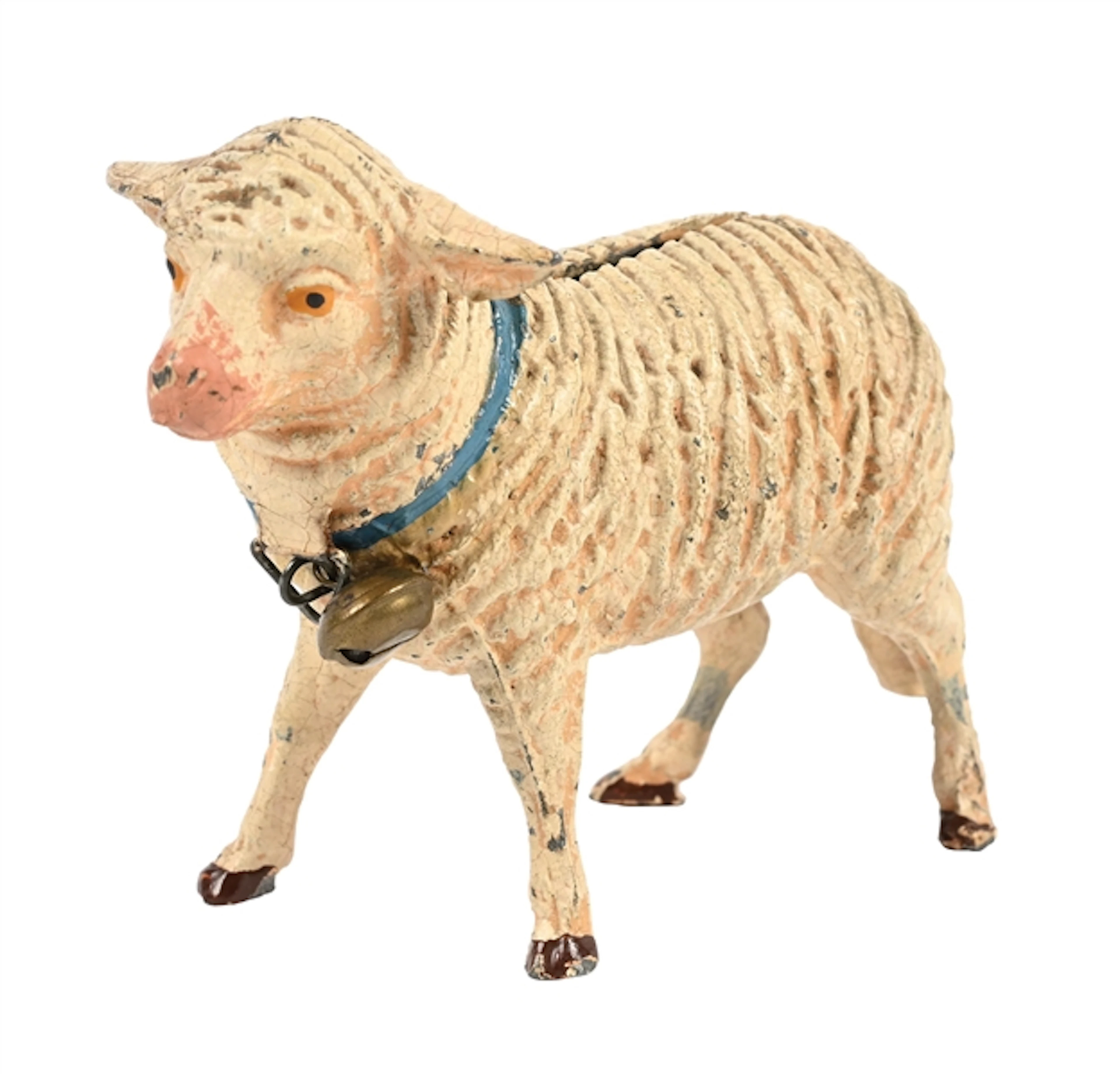 SPELTER SHEEP WITH BLUE COLLAR STILL BANK